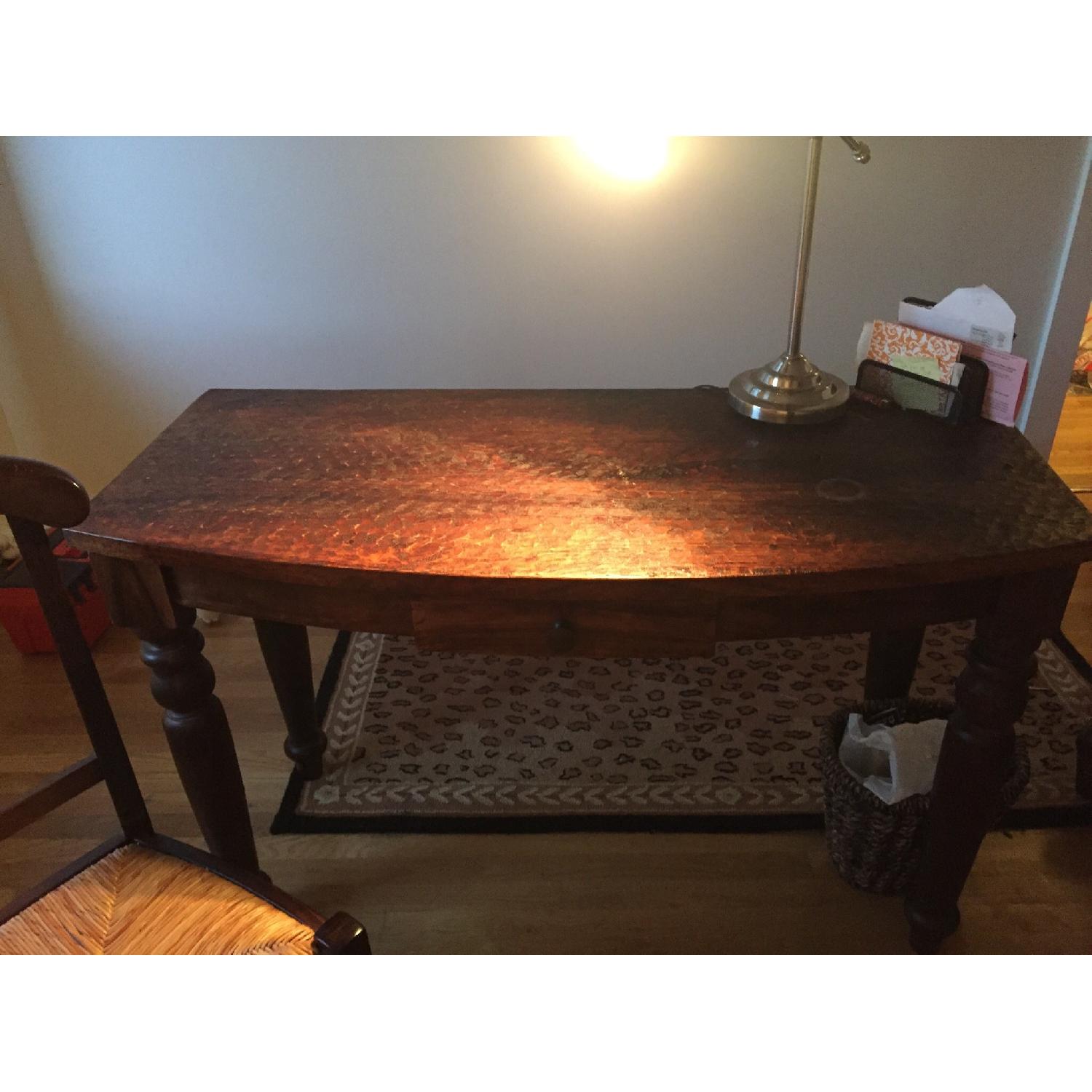 Rosewood Hammered Finish Writing Desk & Pottery Barn Chair - image-1