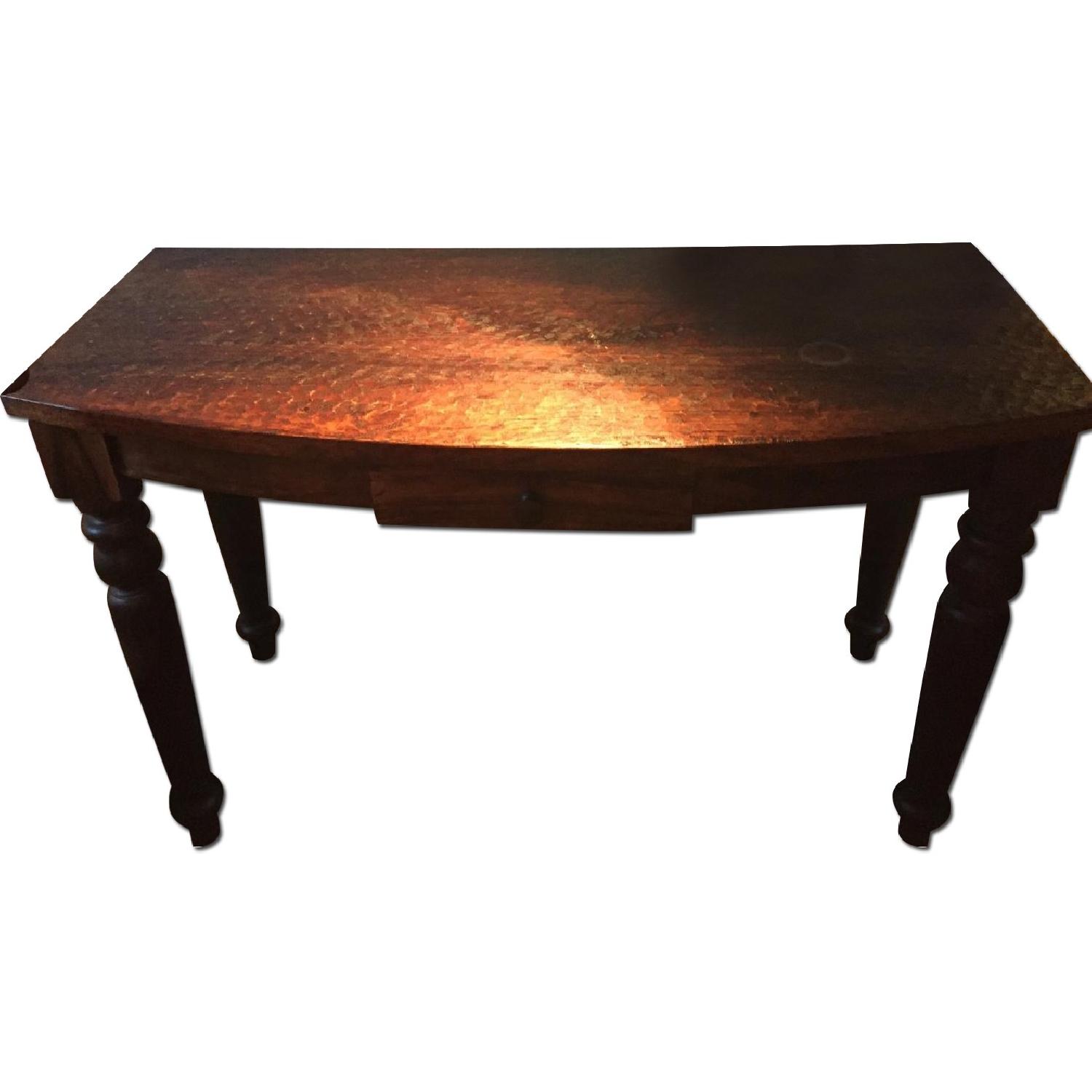 Rosewood Hammered Finish Writing Desk & Pottery Barn Chair - image-0