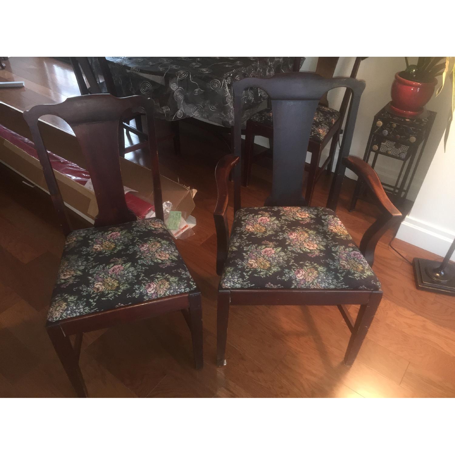 Vintage Hardwood Upholstered Seat Dining Chairs - image-1