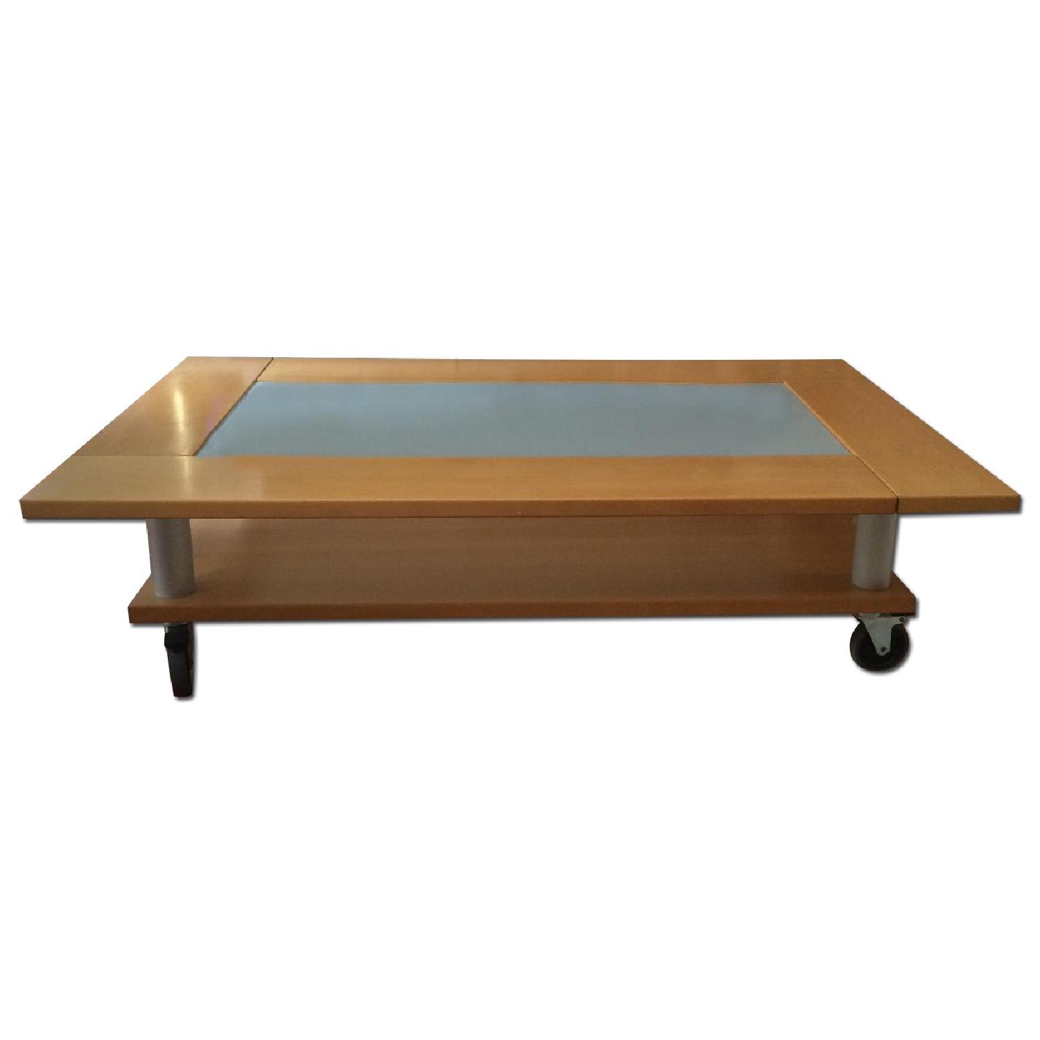 Two-Tier Coffee Table on Wheels - image-0