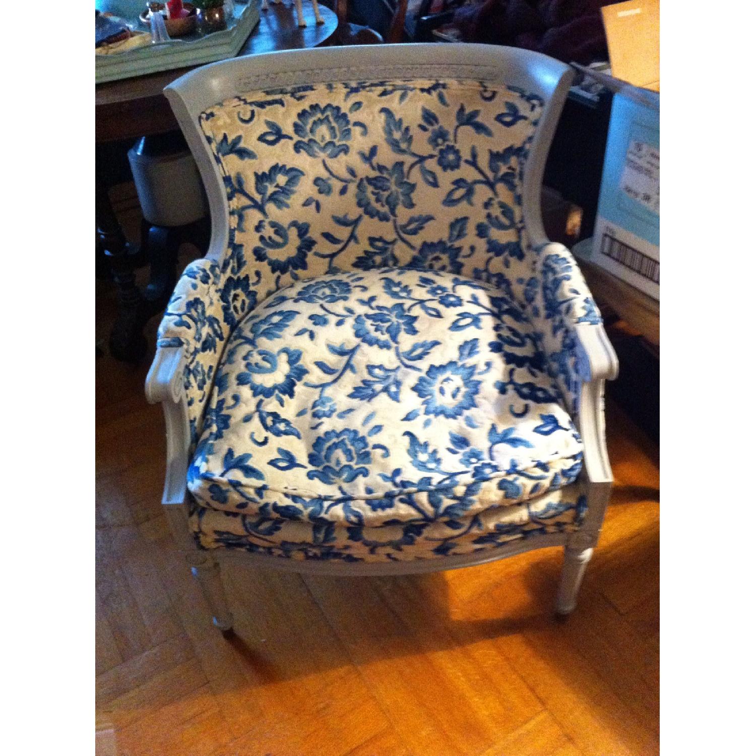 Vintage French-Style Bergere Armchair w/ Cut Pile Velvet Upholstery - image-3