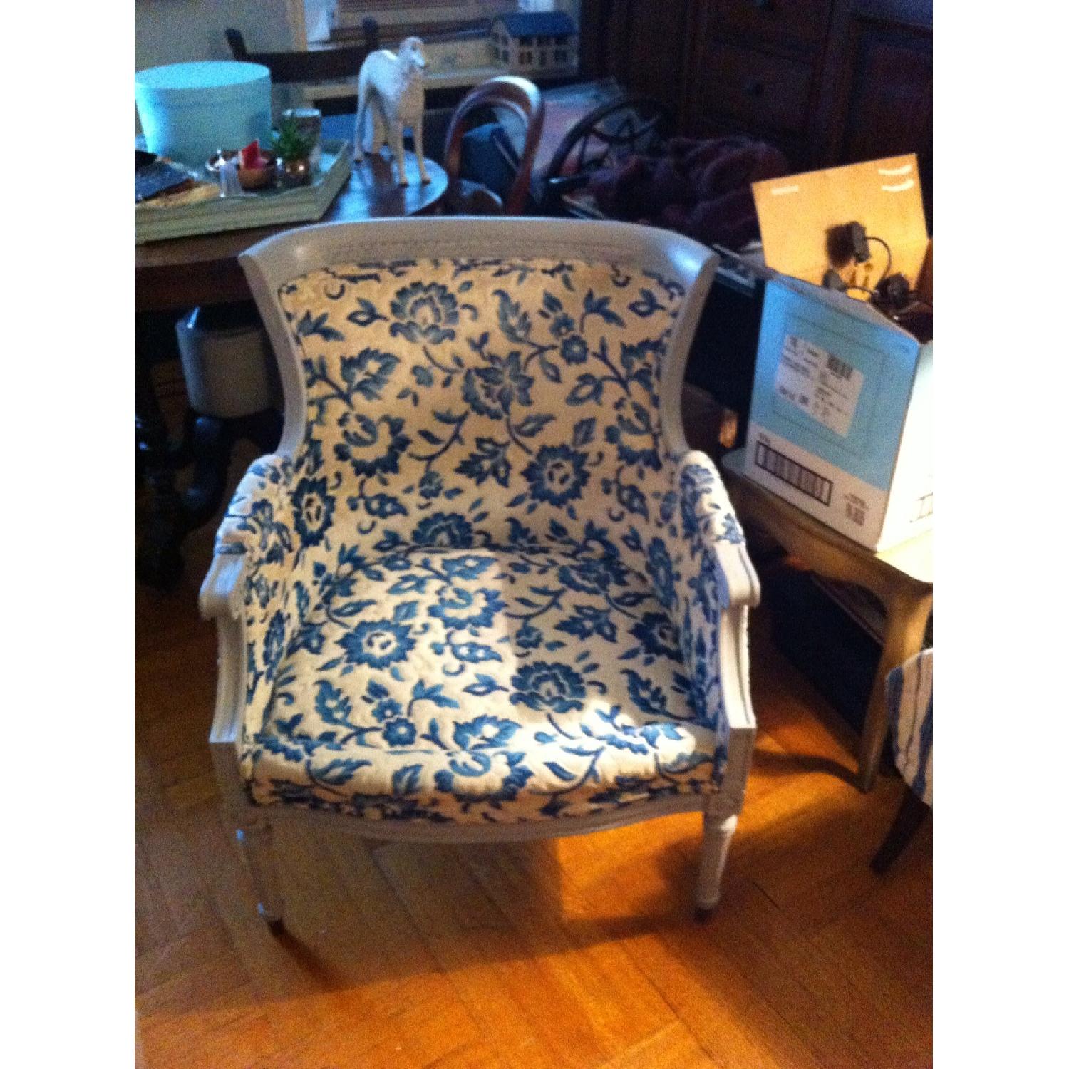 Vintage French-Style Bergere Armchair w/ Cut Pile Velvet Upholstery - image-5