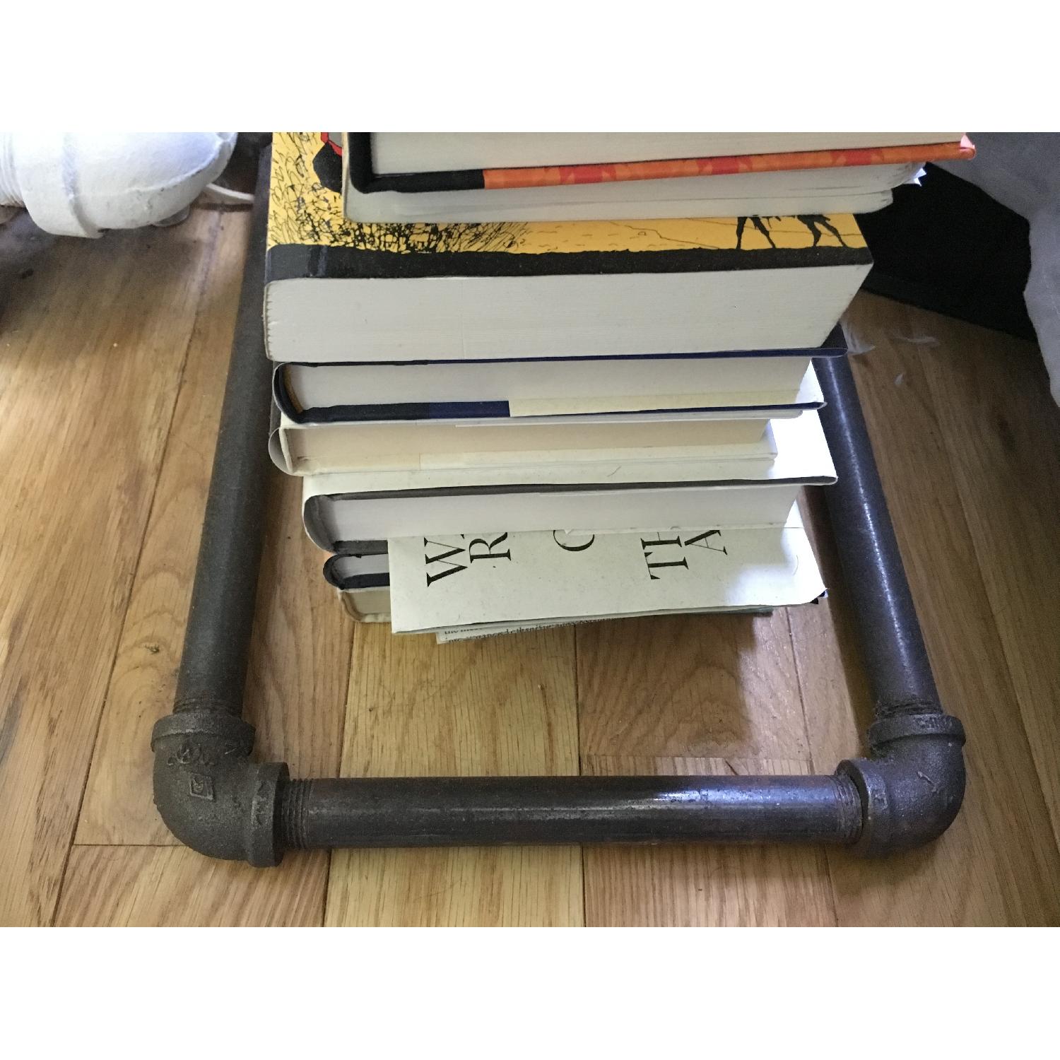 Industrial Pipe & Wooden Slab Bedside Table - image-3