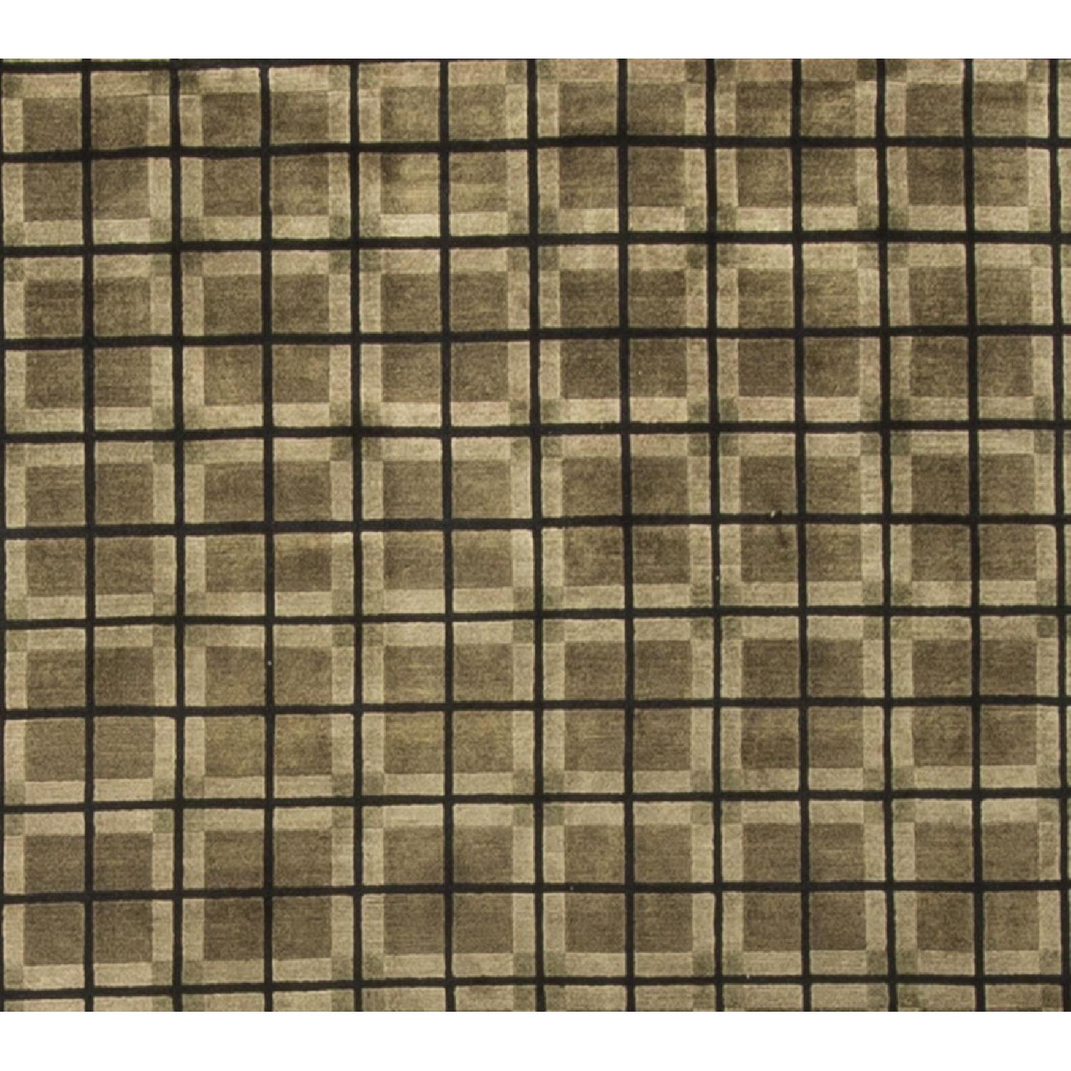 Modern Contemporary Hand Knotted Wool Rug in Green/Brown - image-1