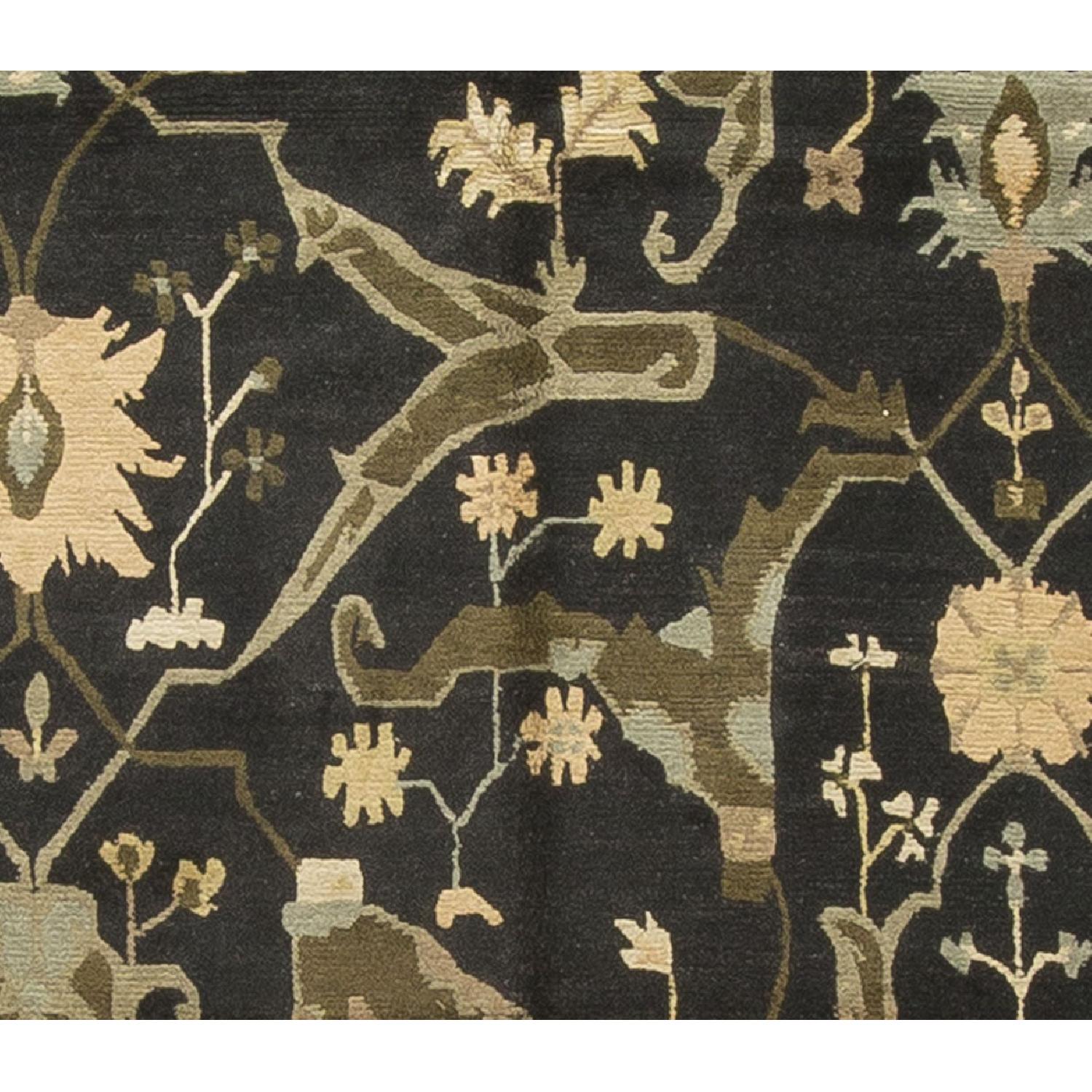 Modern Contemporary Hand Knotted Wool Rug in Black/Beige/Green - image-1