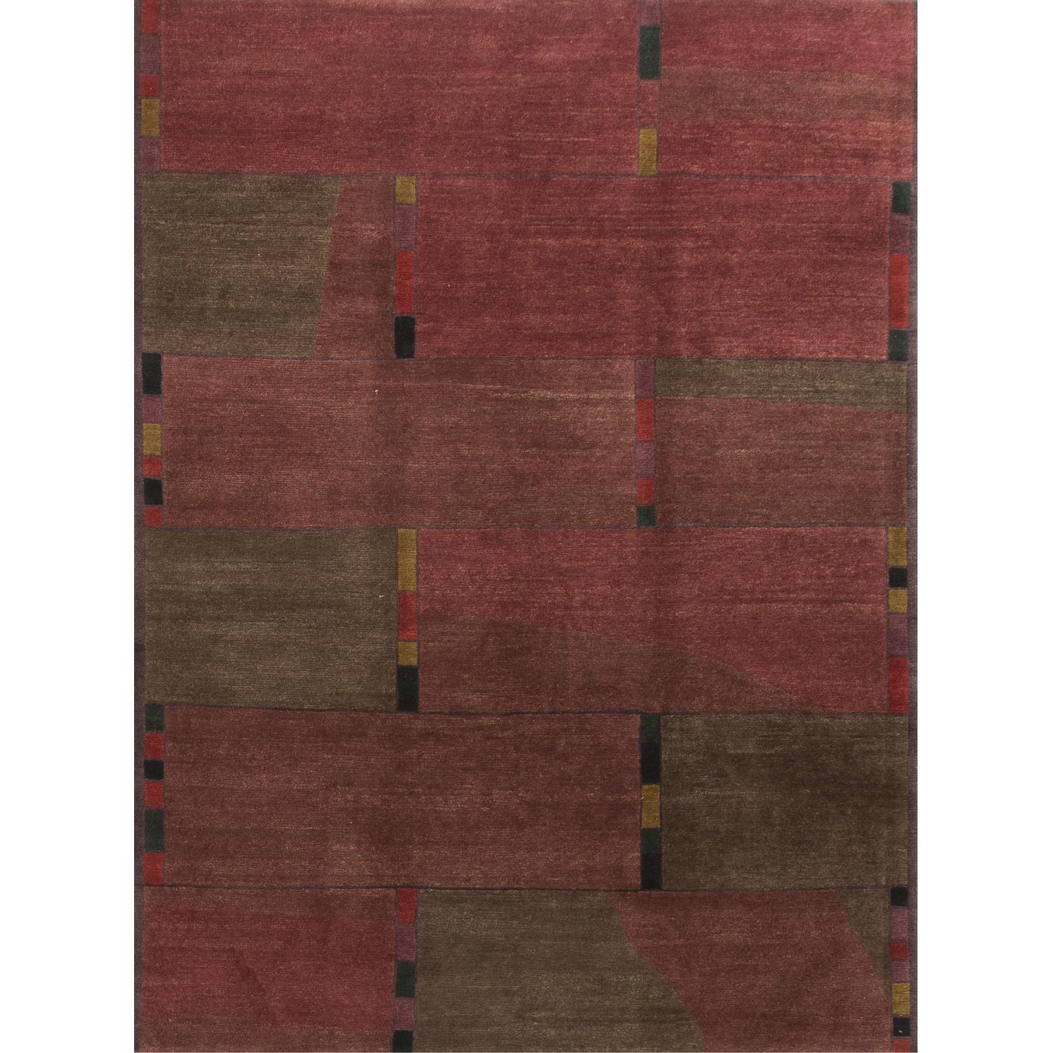 Modern Contemporary Hand Knotted Wool Rug in Red - image-0