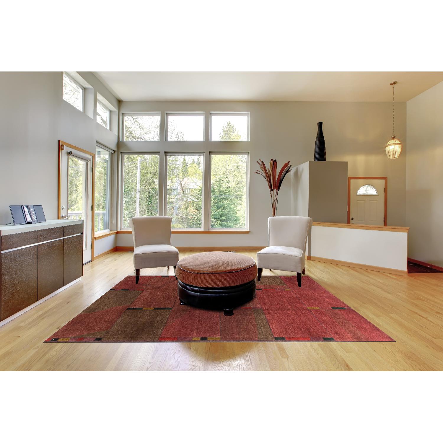 Modern Contemporary Hand Knotted Wool Rug in Red - image-3