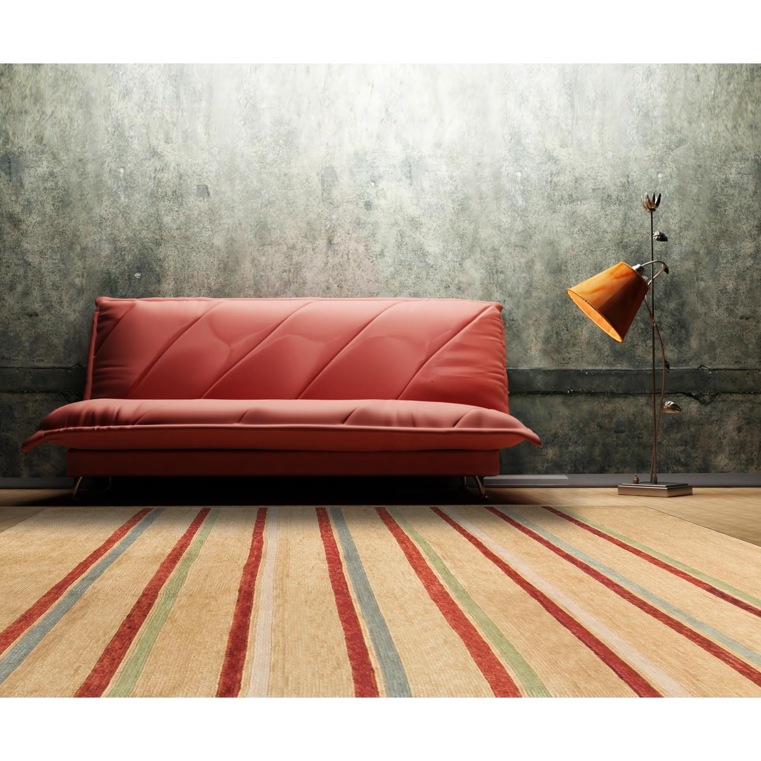 Modern Contemporary Hand Knotted Wool Rug in Gold/Red/Blue - image-3