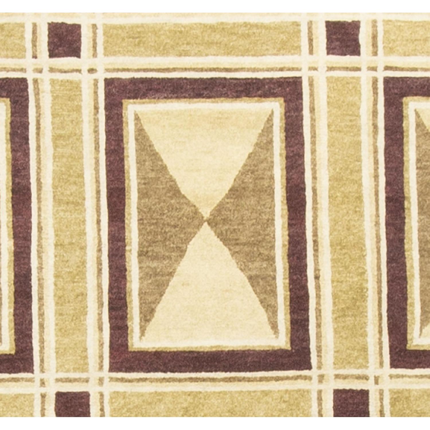 Modern Contemporary Hand Knotted Wool Rug in Red/Beige/Brown - image-1