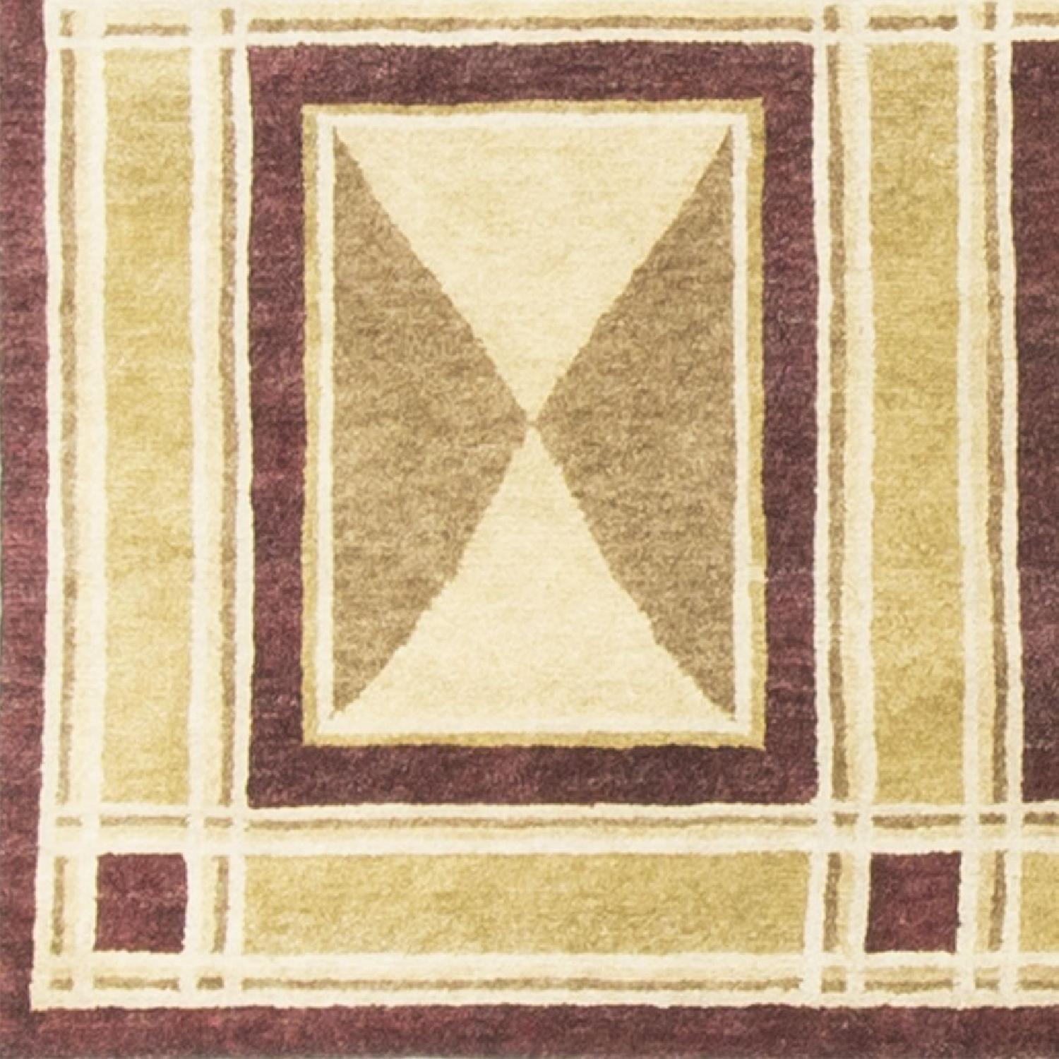 Modern Contemporary Hand Knotted Wool Rug in Red/Beige/Brown - image-2