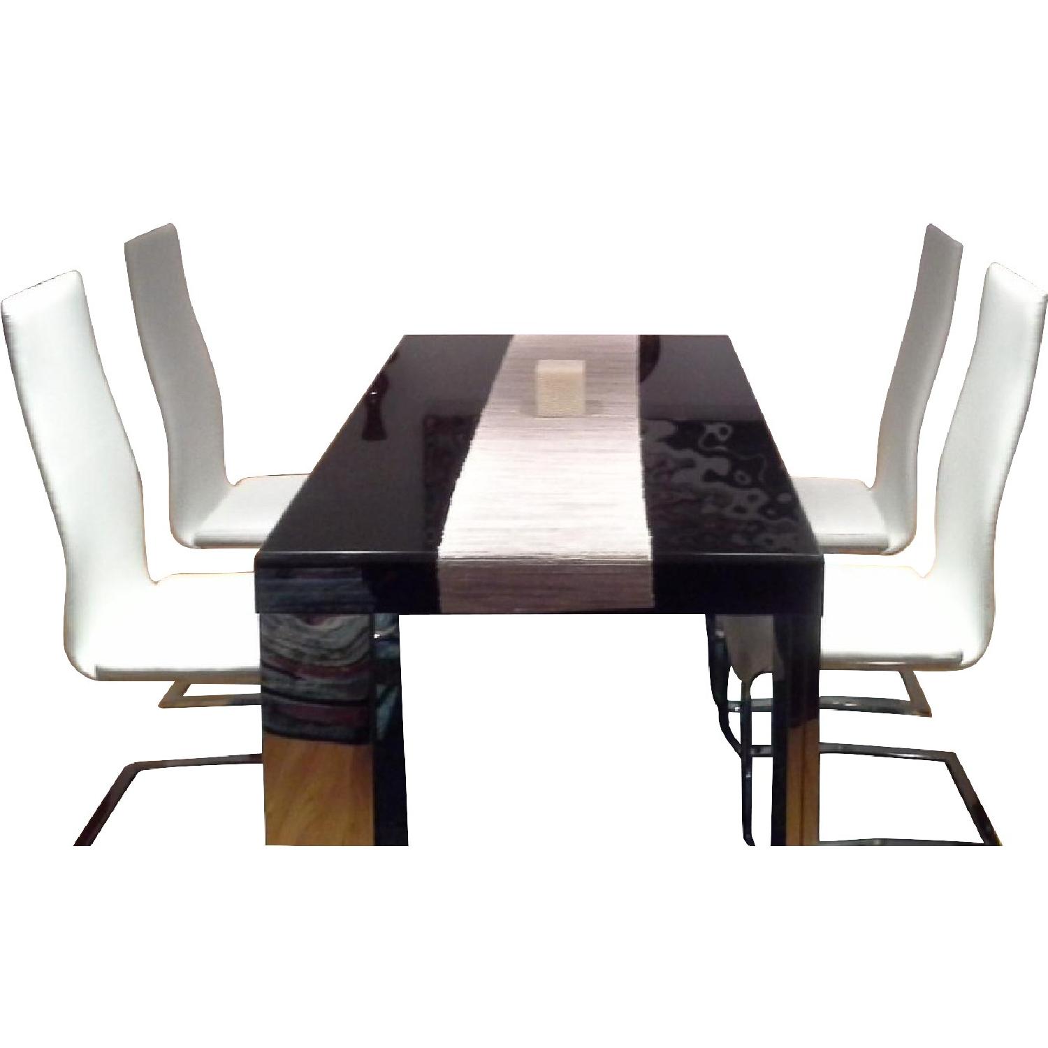 Black Glass Top Dining Table w/ 4 Chairs - AptDeco