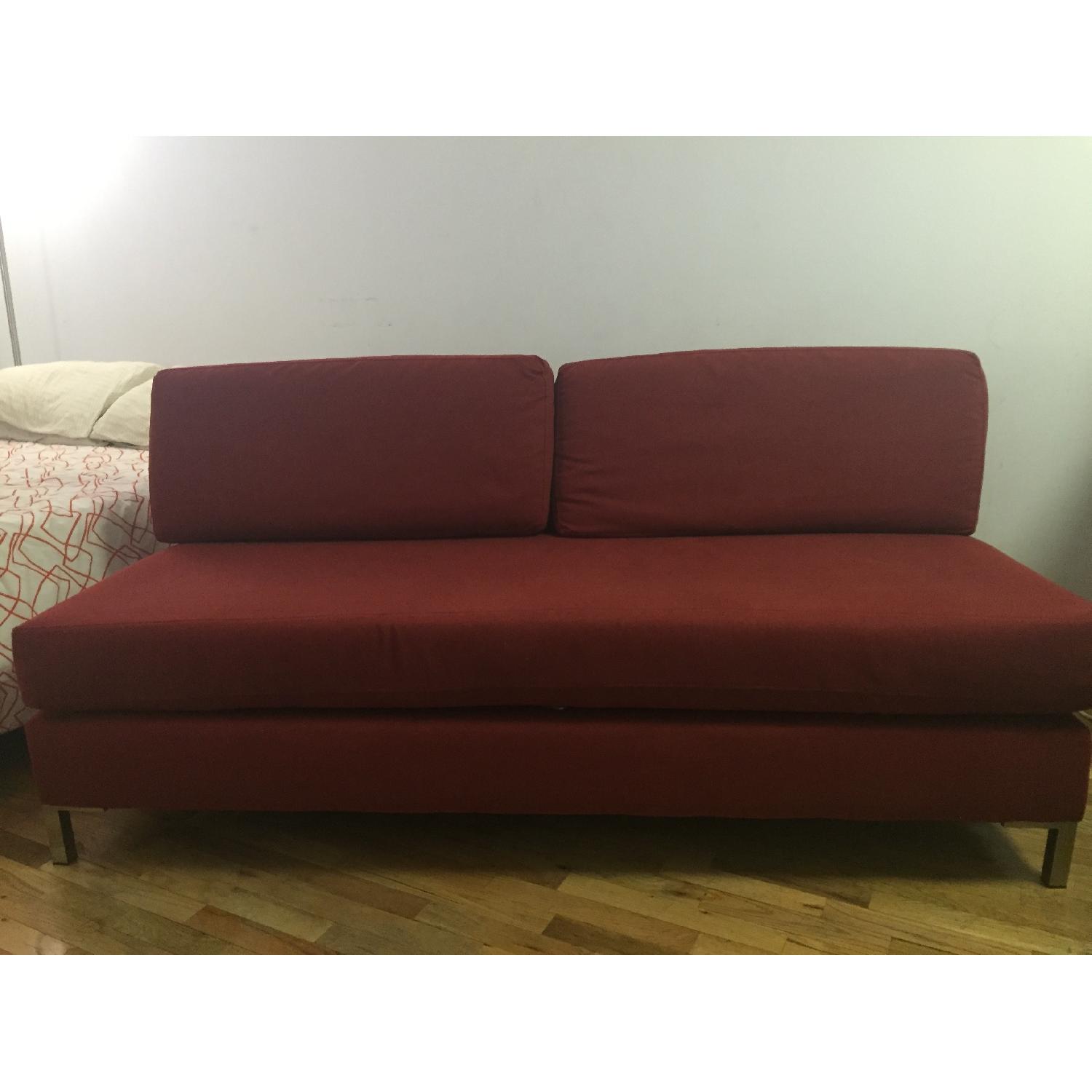 West Elm Armless Red Sofa - image-1
