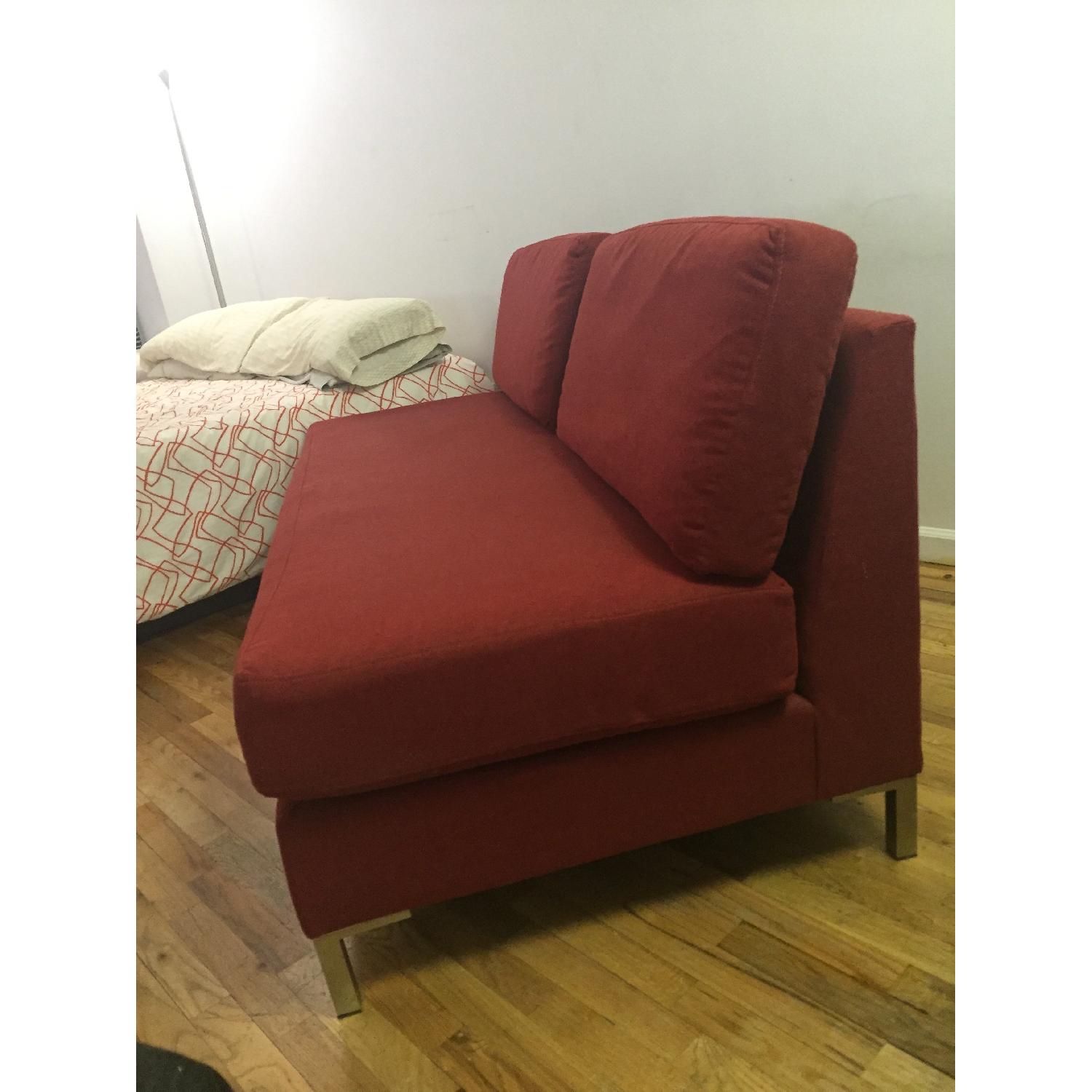 West Elm Armless Red Sofa - image-3