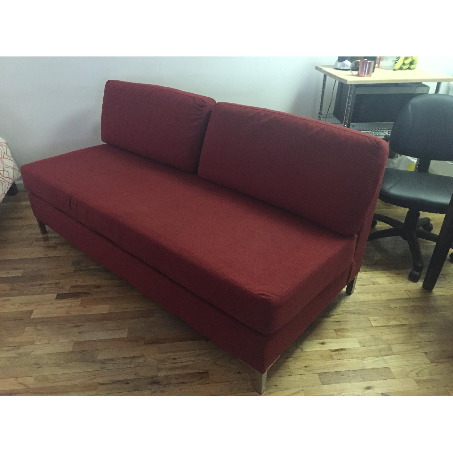 West Elm Armless Red Sofa - image-5