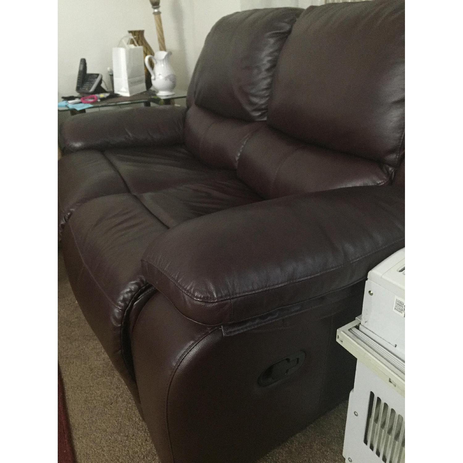 Brown Leather Loveseat - image-2