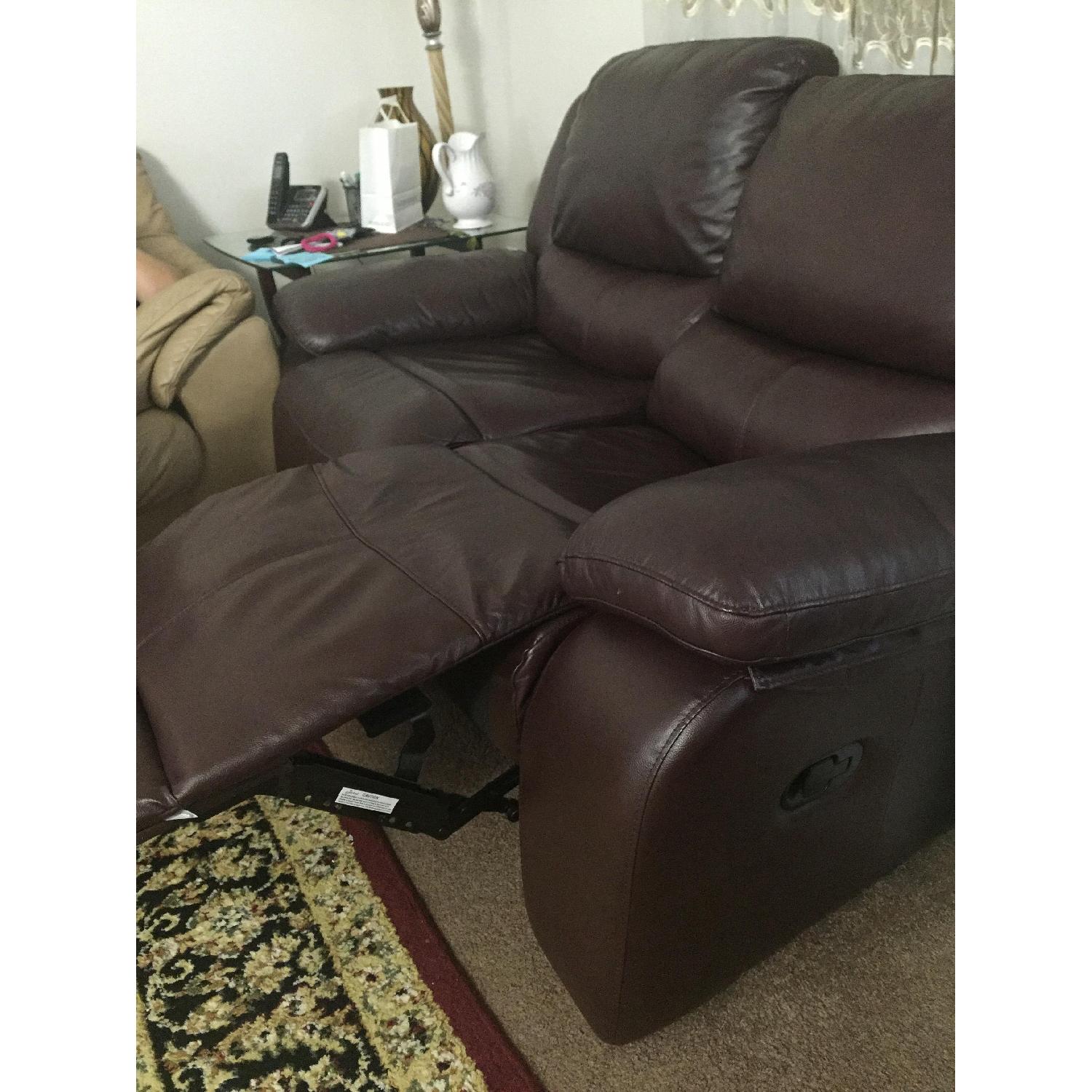 Brown Leather Loveseat - image-3