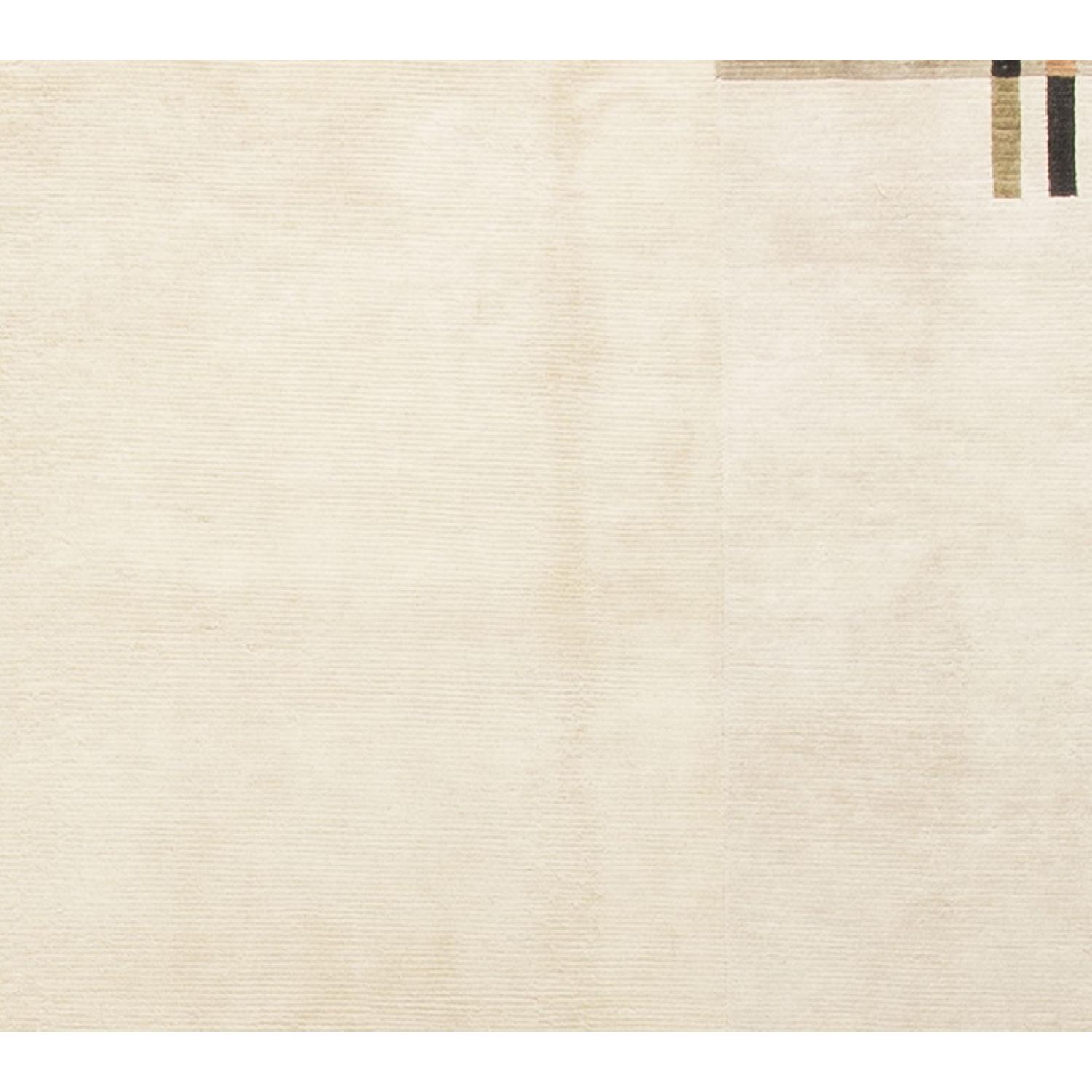 Modern Contemporary Hand Knotted Wool Rug in Red/Ivory - image-2