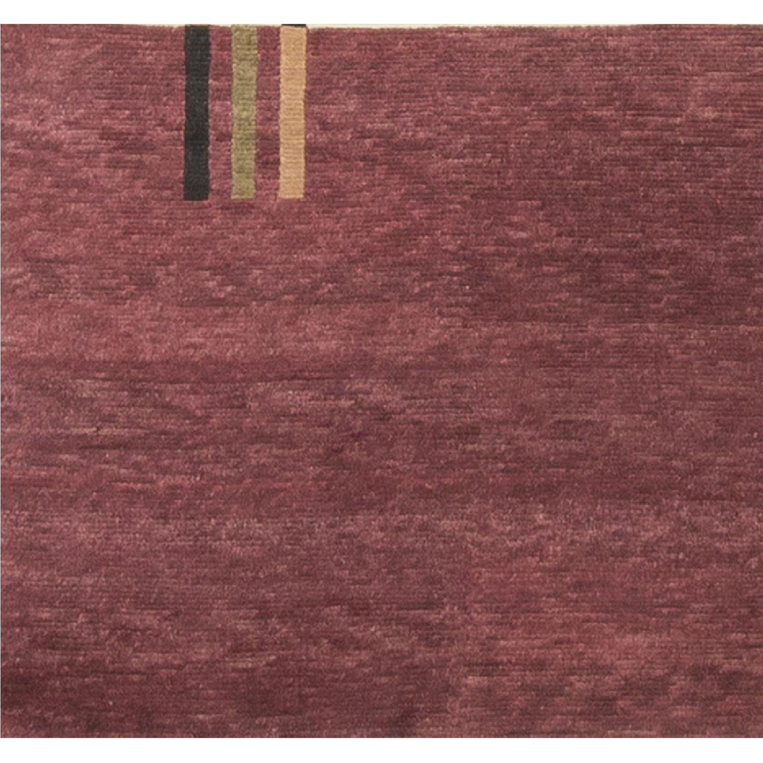 Modern Contemporary Hand Knotted Wool Rug in Red/Ivory - image-3