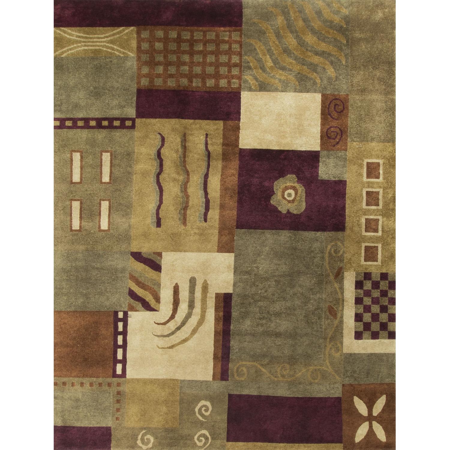 Modern Contemporary Hand Knotted Wool Rug in Beige/Brown/Dark - image-0