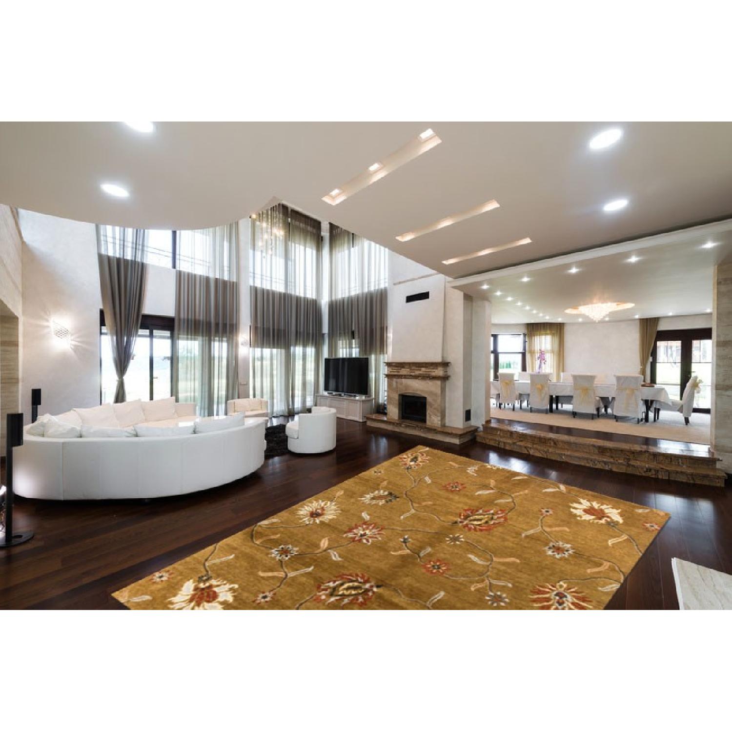 Modern Contemporary Hand Knotted Wool Rug in Gold/Multi - image-1