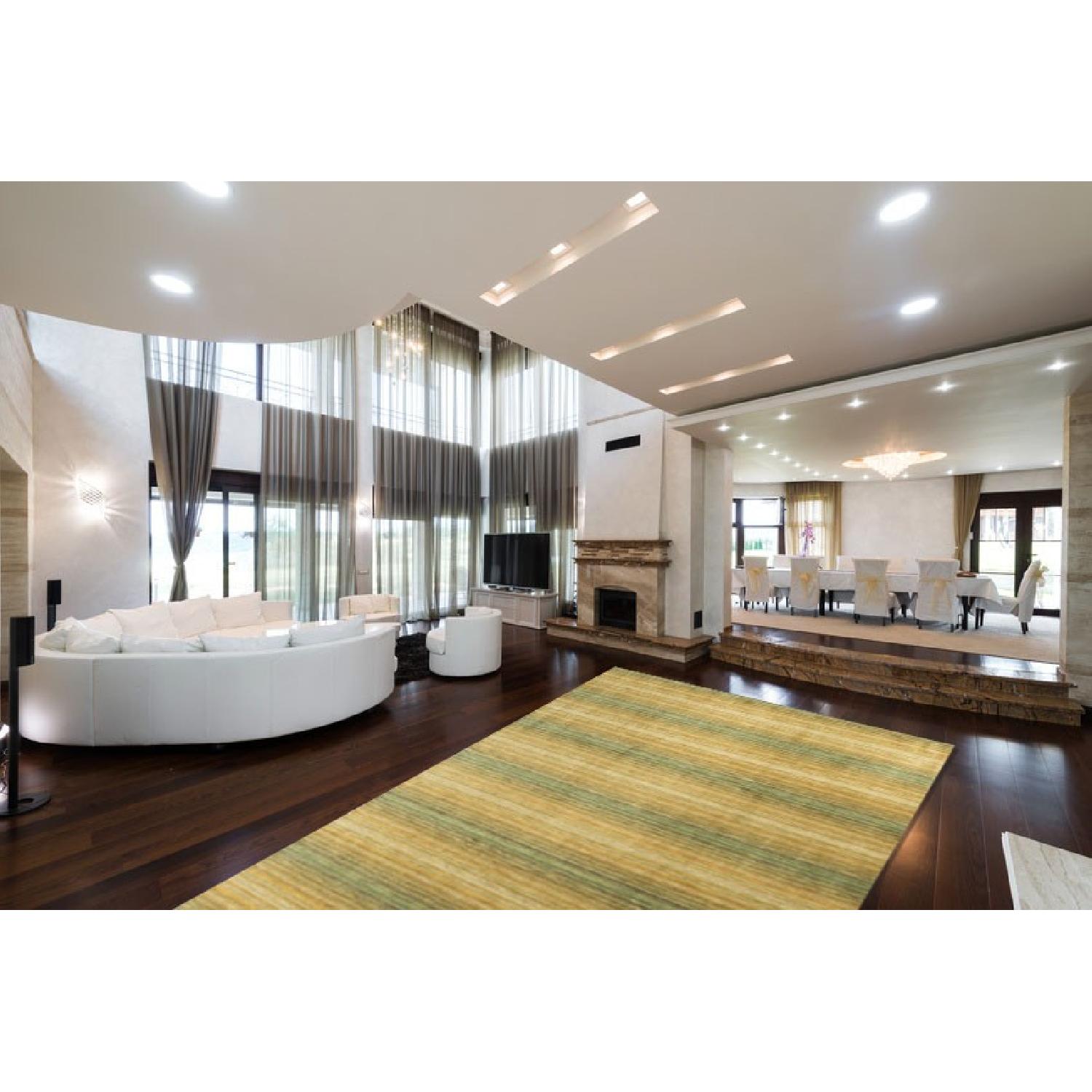 Modern Contemporary Hand Knotted Wool Rug in Beige/Green - image-1