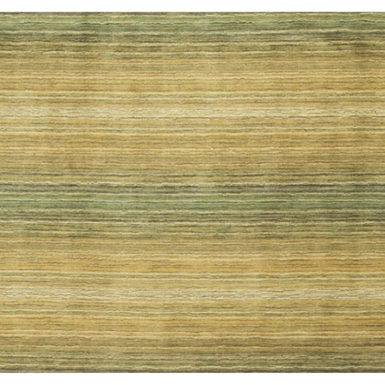 Modern Contemporary Hand Knotted Wool Rug in Beige/Green - image-2