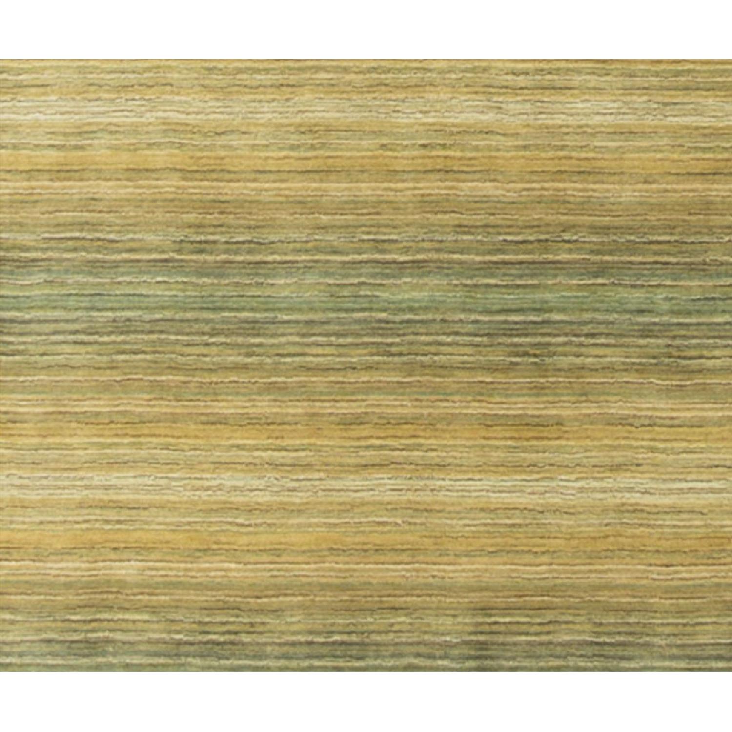 Modern Contemporary Hand Knotted Wool Rug in Beige/Green - image-3