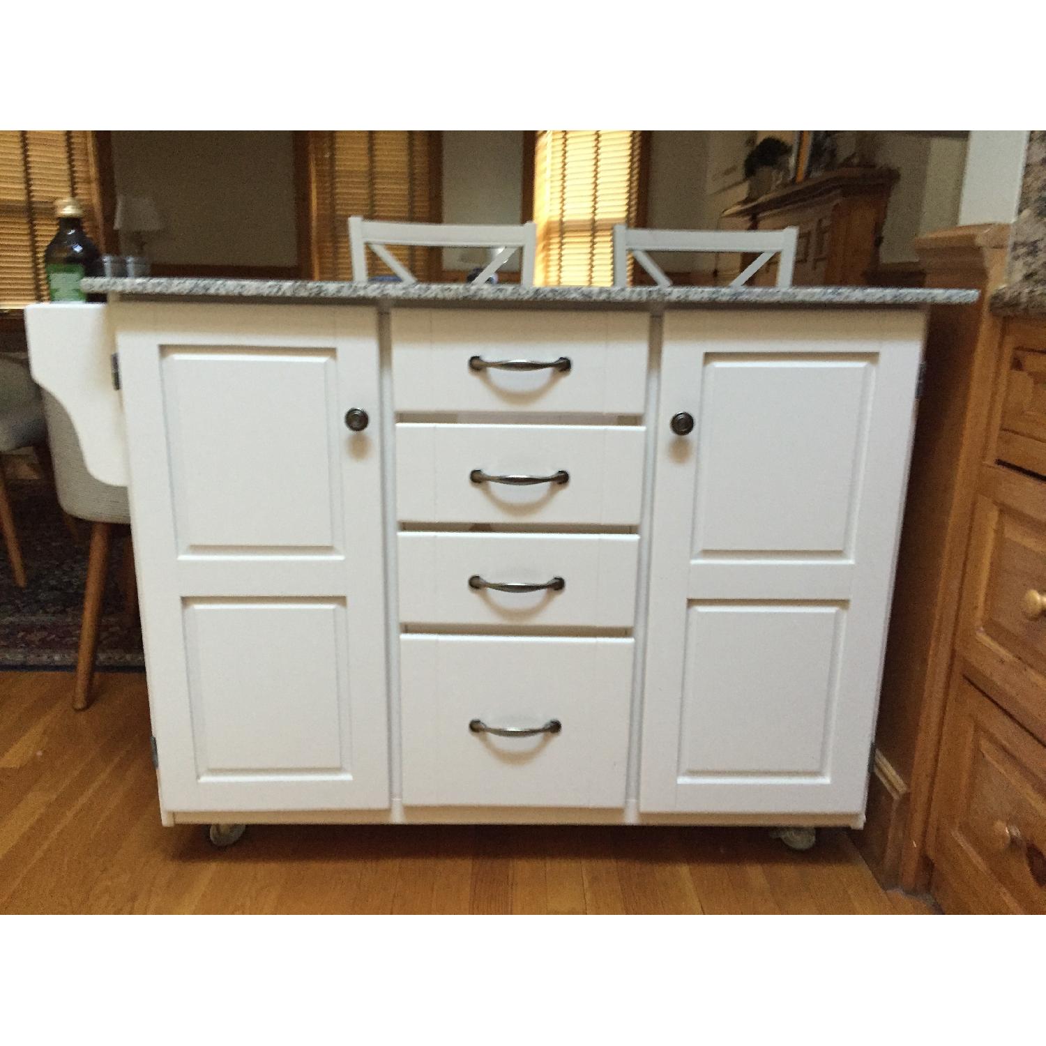 Home Styles White Kitchen Island w/ Granite Top - image-1