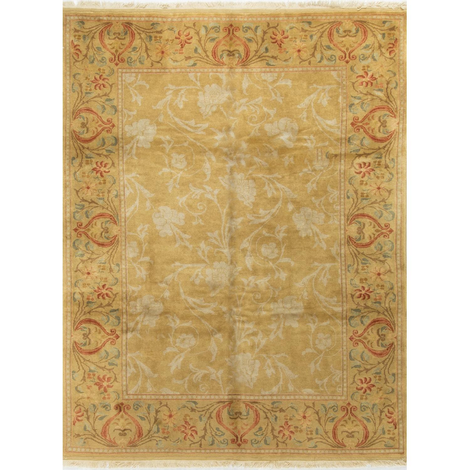 Modern Contemporary Hand Knotted Wool Rug in Gold - image-3
