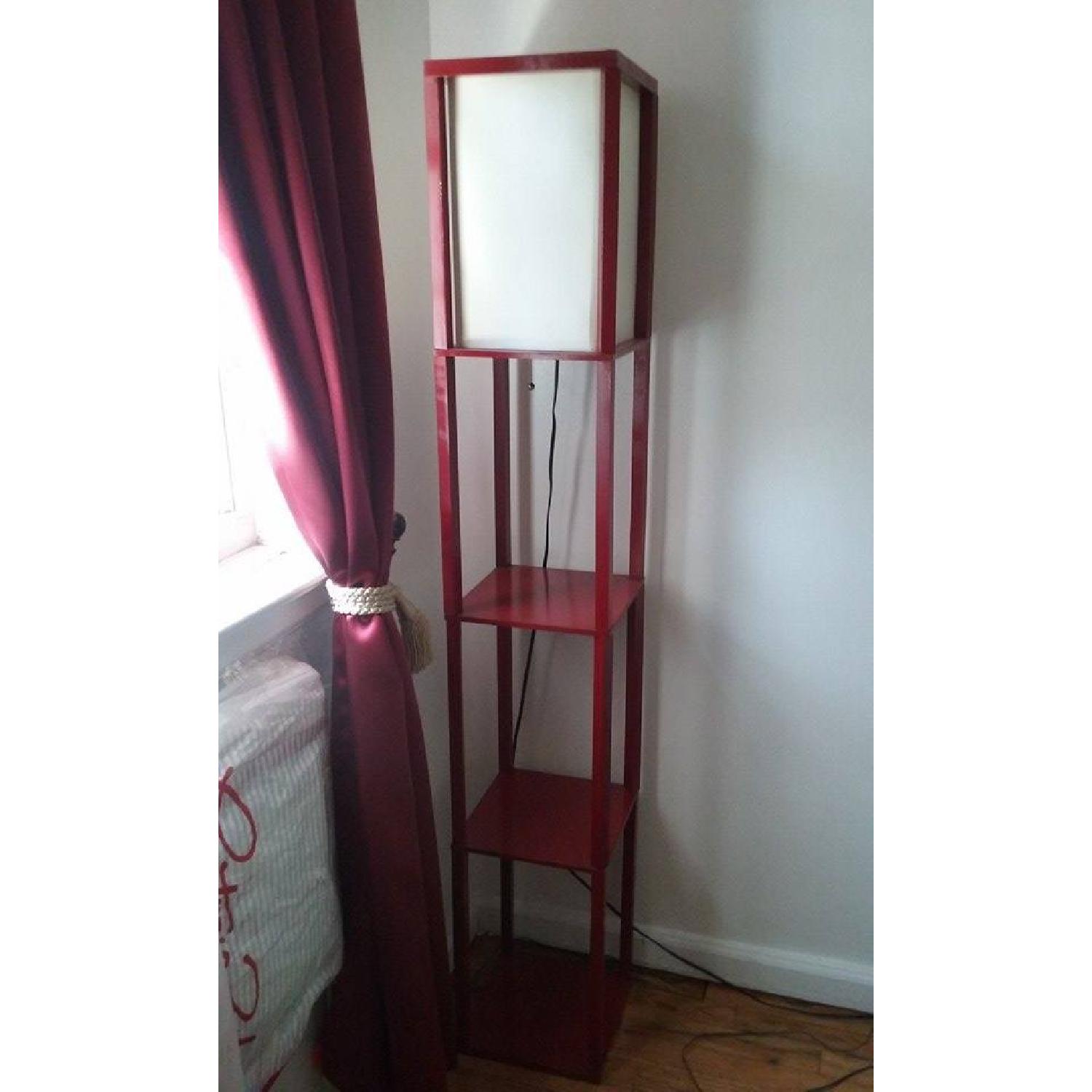 Hand-Painted Cherry Red Floor Lamp - image-1
