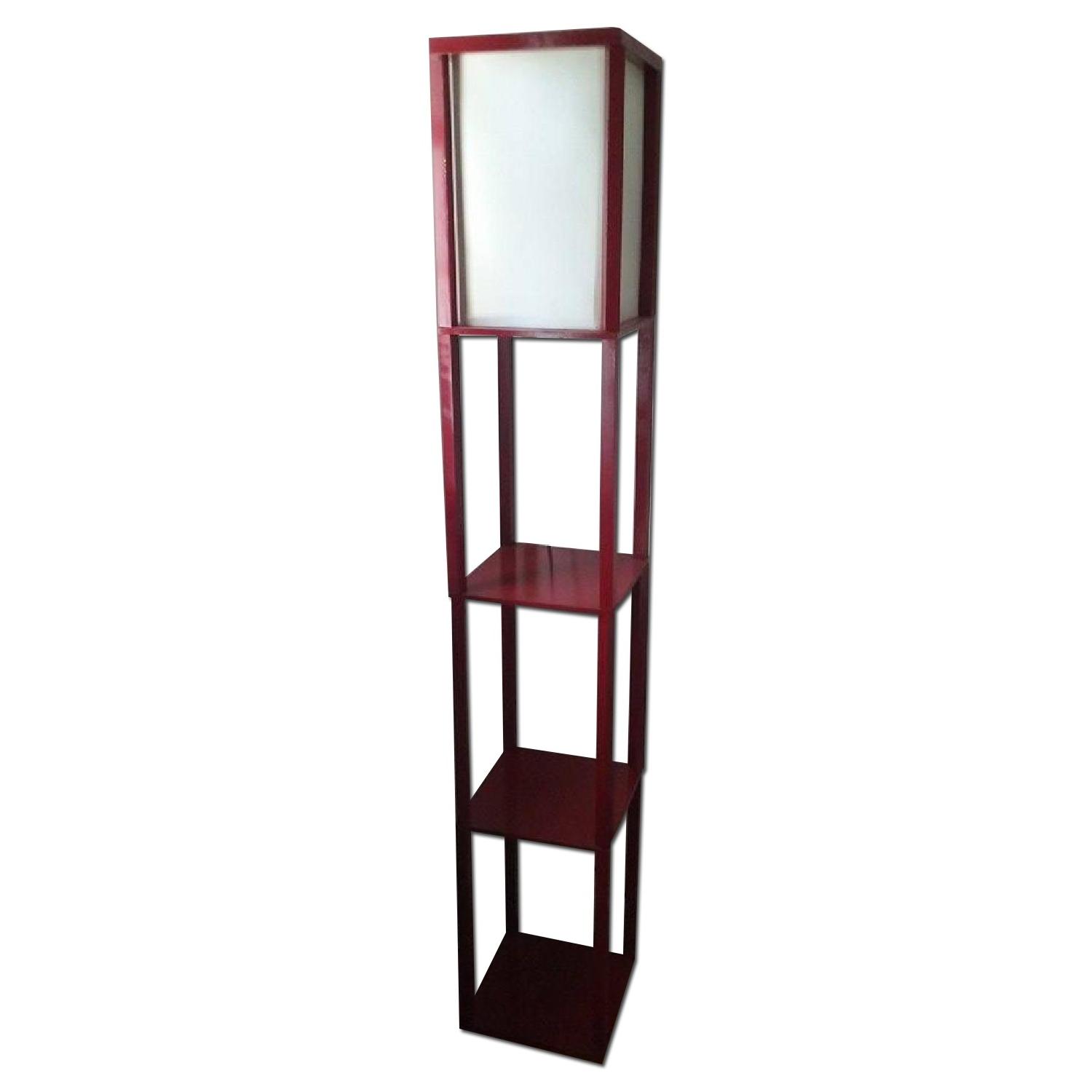 Hand-Painted Cherry Red Floor Lamp - image-0