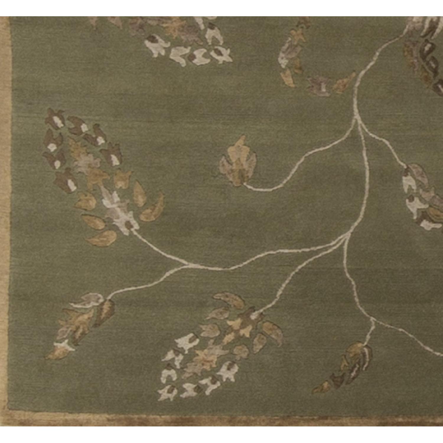 Modern Contemporary Hand Knotted Wool Rug in Green - image-3