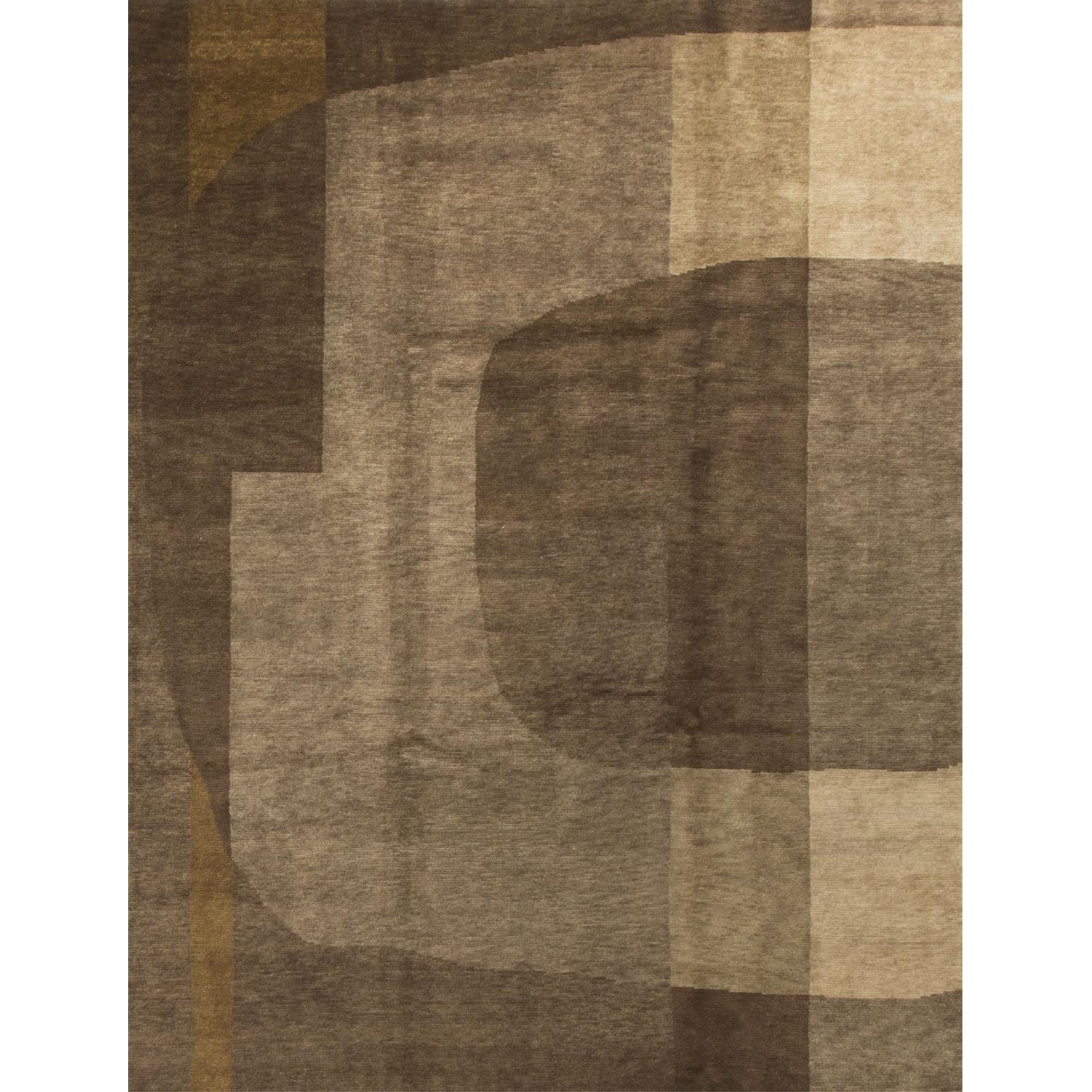 Modern Contemporary Hand Knotted Wool Rug in Brown/Beige - image-0