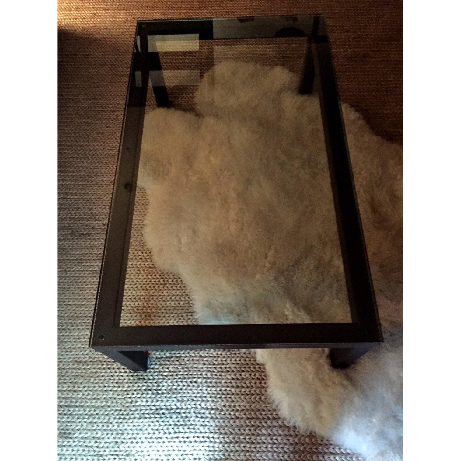 Crate & Barrel Rectangular Coffee Table w/ Clear Glass Top - image-5