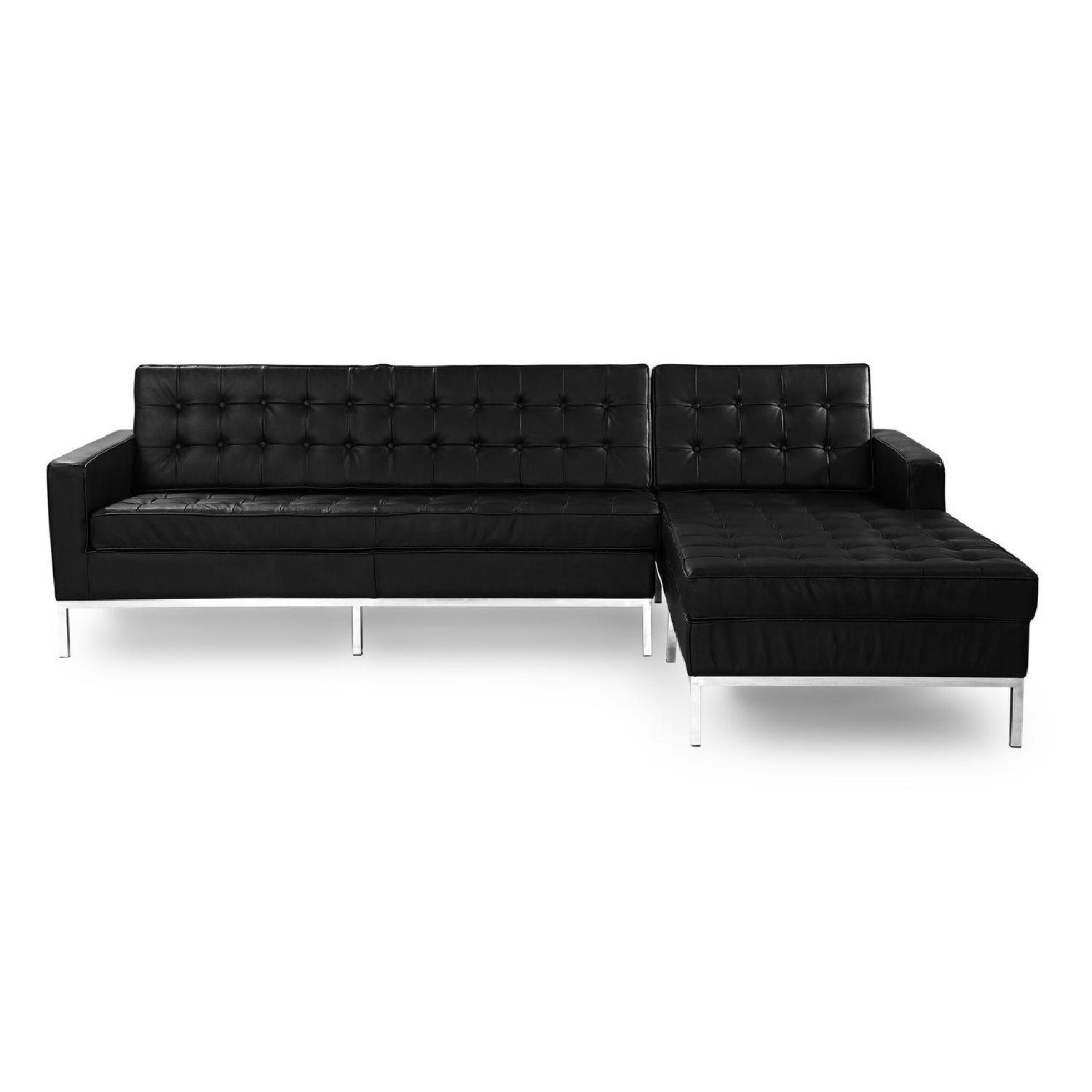 Kardiel Black Leather Sectional Sofa - image-1