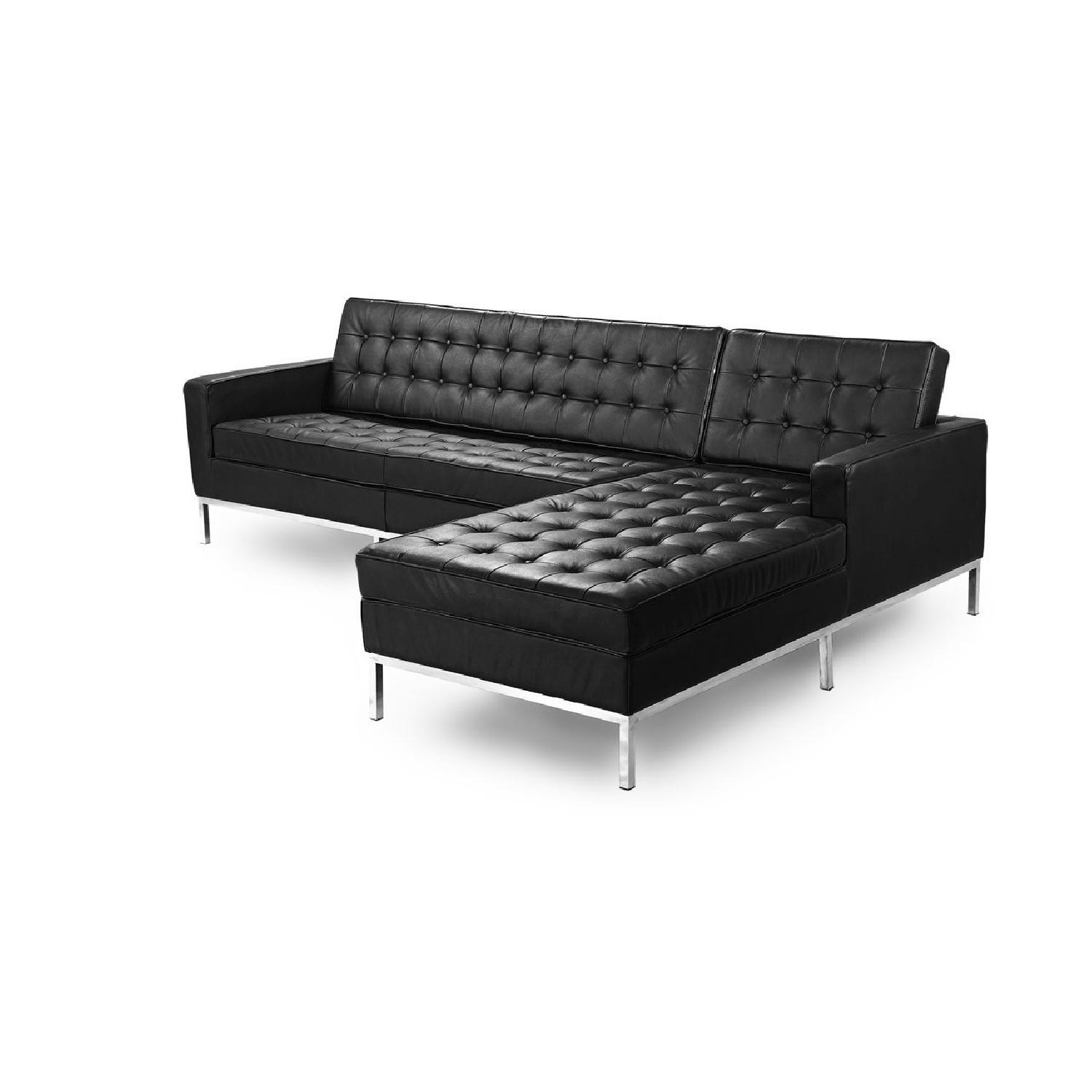 Kardiel Black Leather Sectional Sofa - image-2