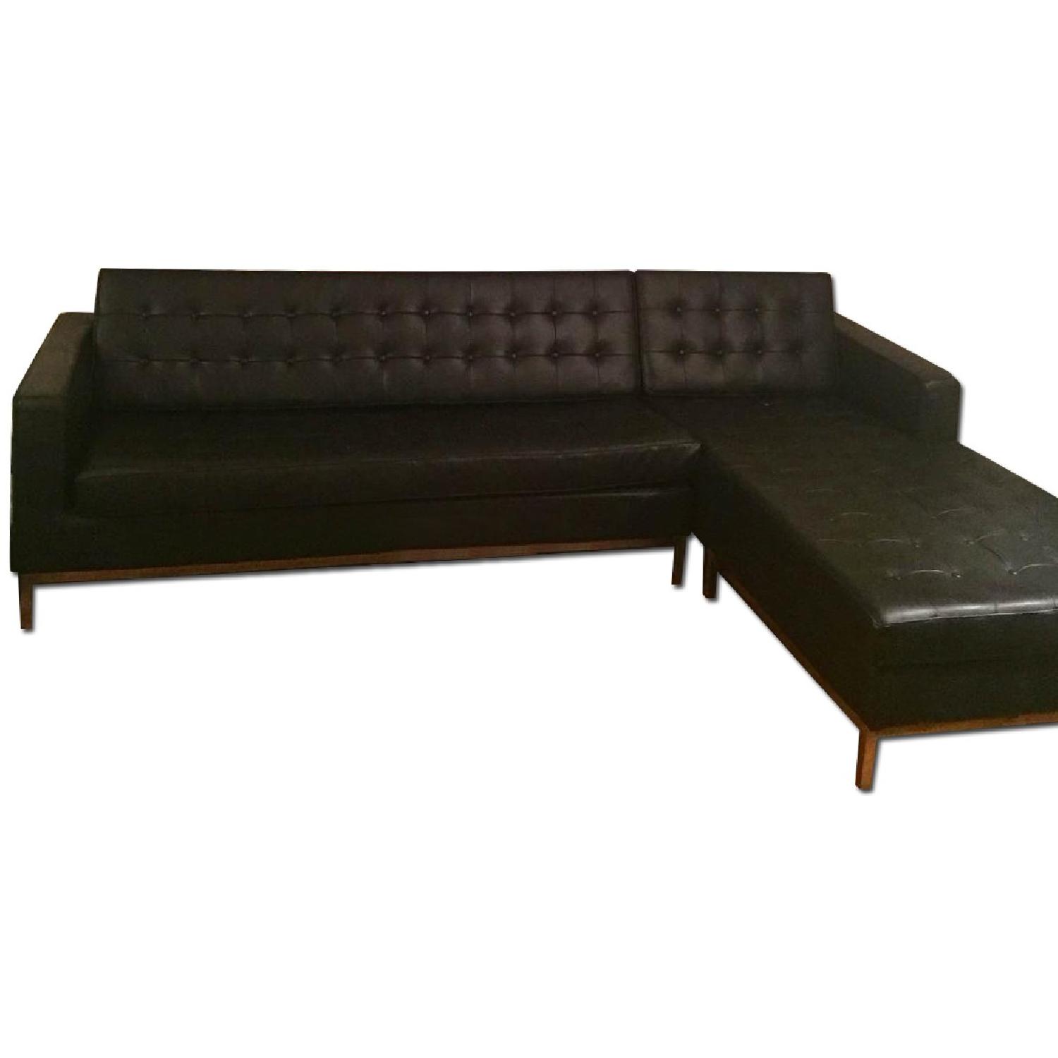 Kardiel Black Leather Sectional Sofa - image-0