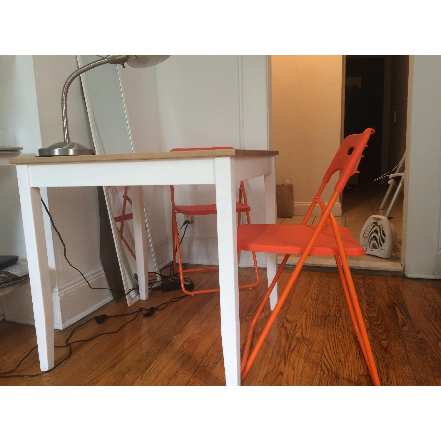 Ikea Lerhamn Wood Dining Table w/ White Legs - image-4