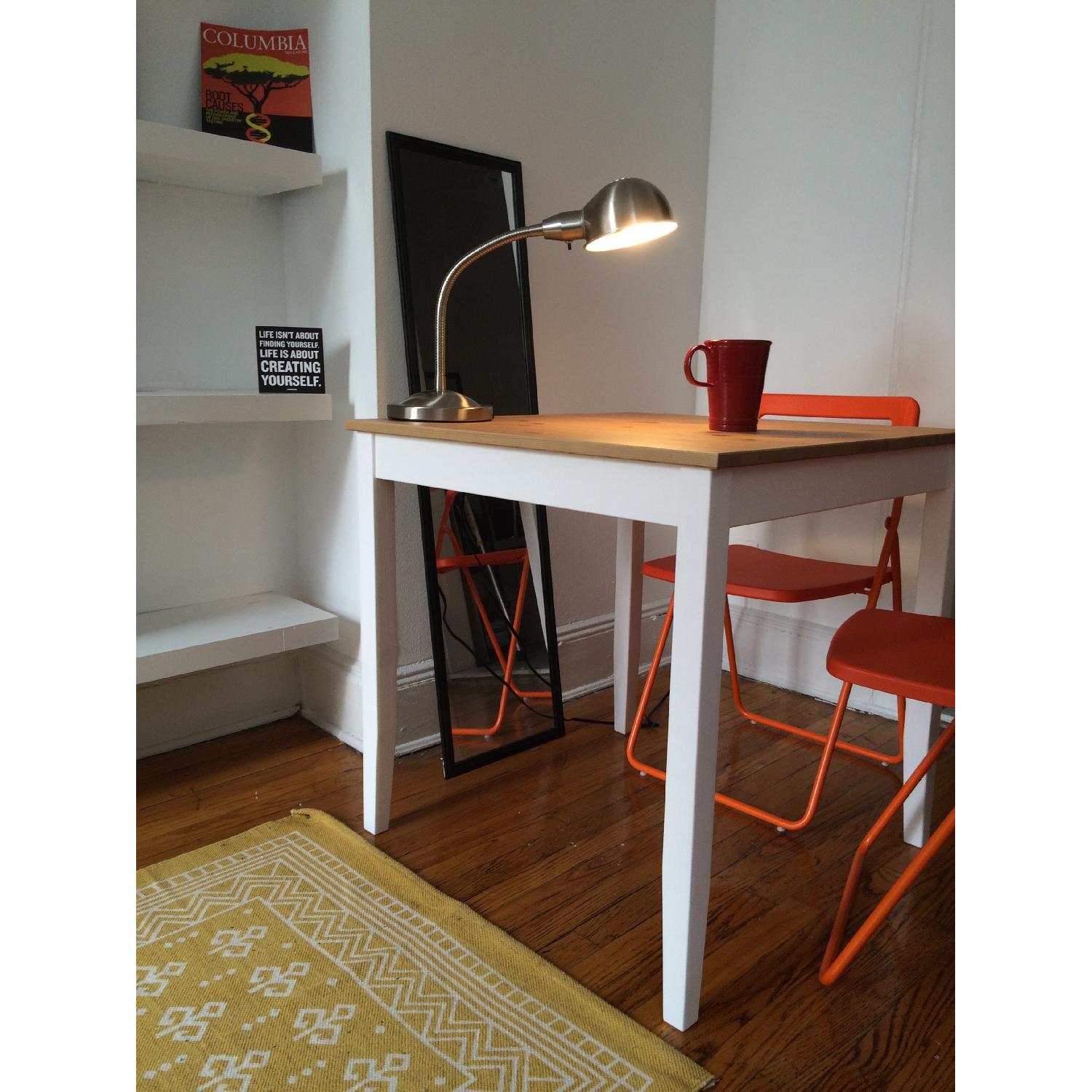 Ikea Lerhamn Wood Dining Table w/ White Legs - image-5