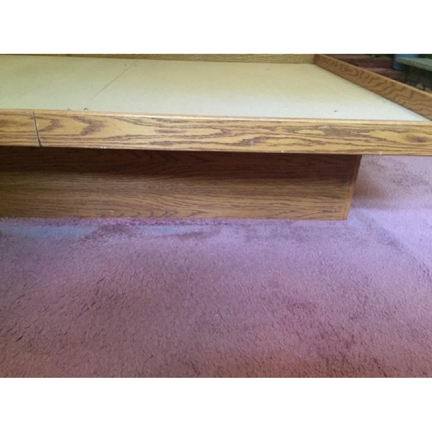 Queen Oak Platform Bed w/ 2 Drawers - image-3