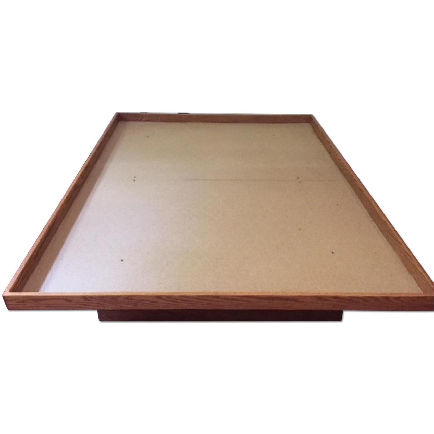 Queen Oak Platform Bed w/ 2 Drawers - image-0