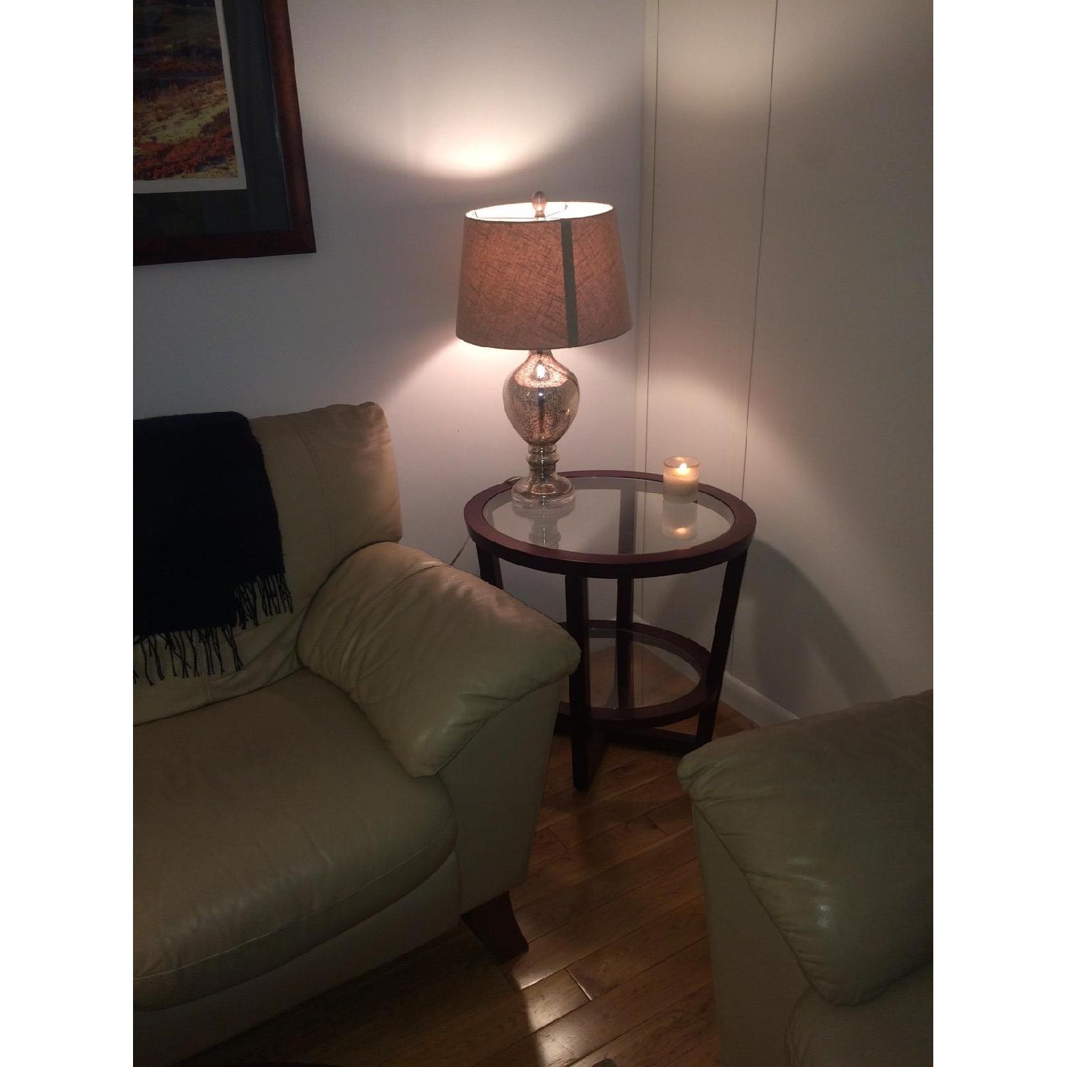 Oval Wood & Glass End Table - image-2