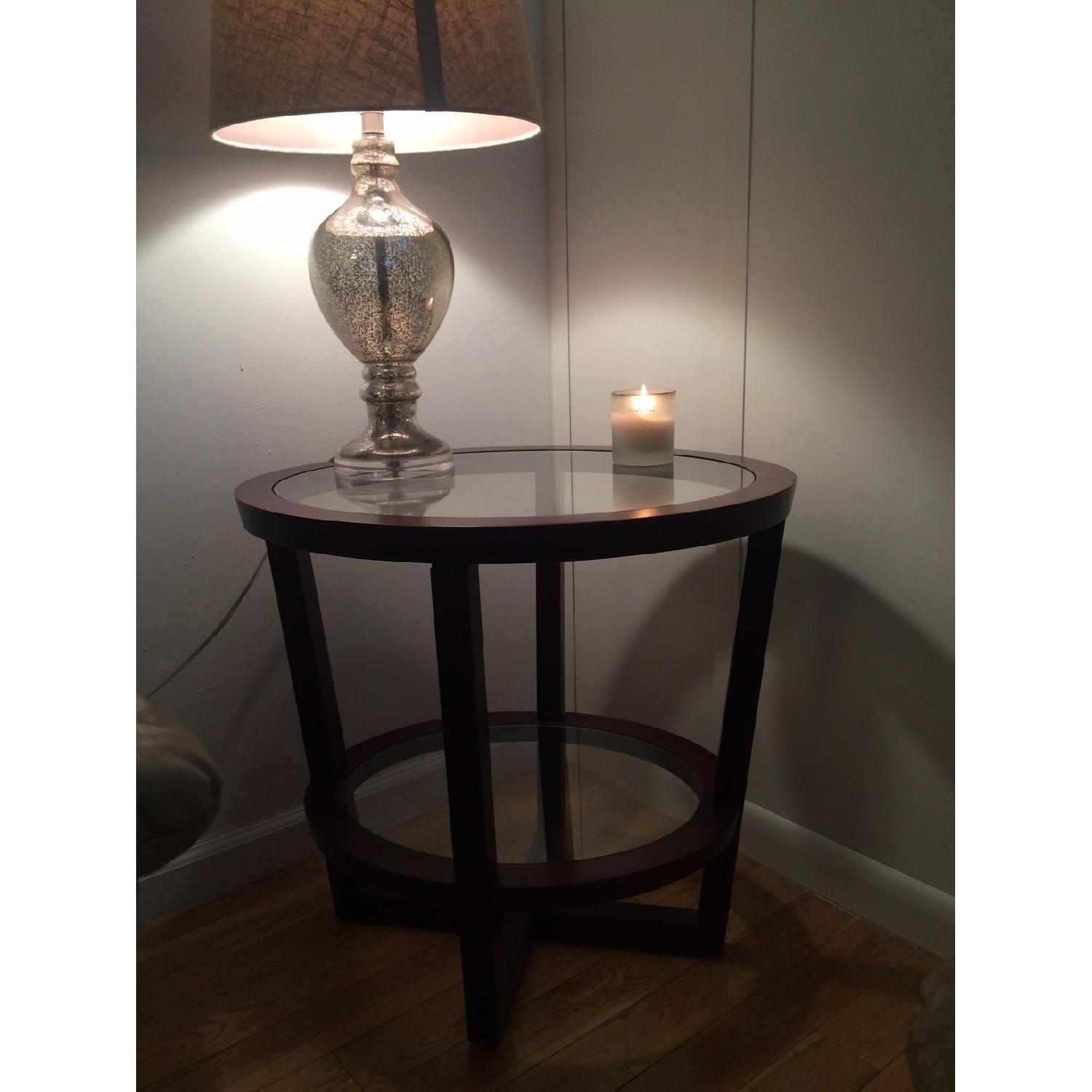 Oval Wood & Glass End Table - image-3
