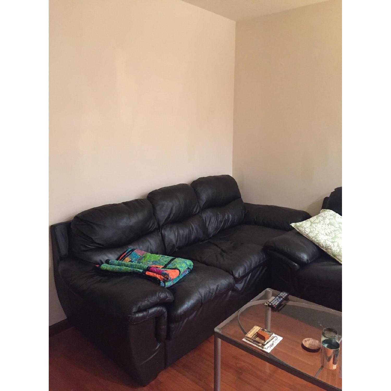 Ashley's Black Leather Sofa + Loveseat - image-2