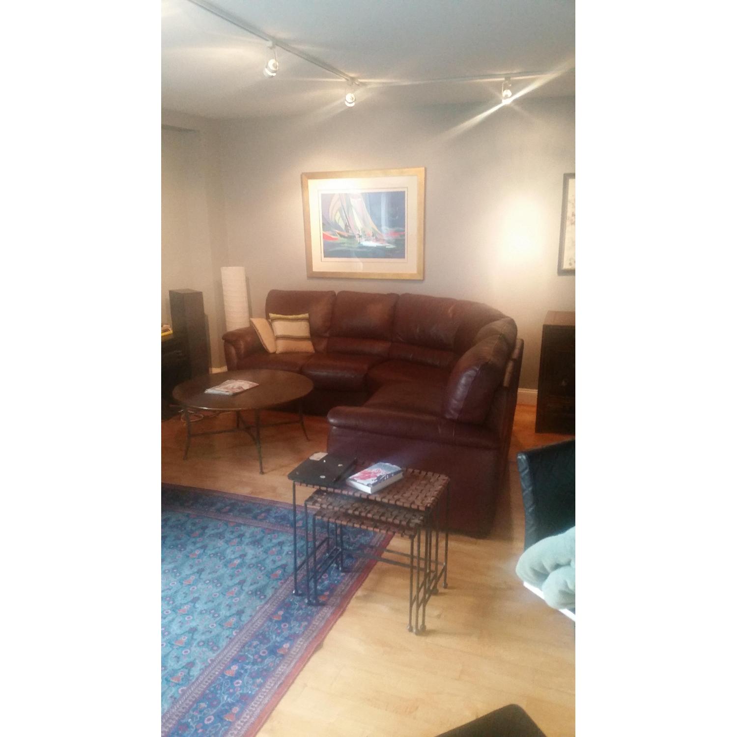 Custom Made Italian Leather Sectional Couch - image-1
