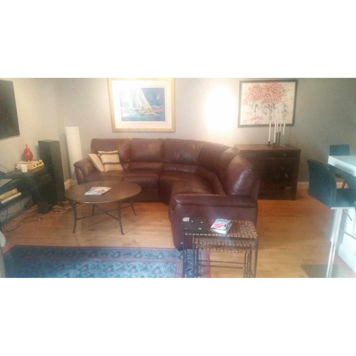 Custom Made Italian Leather Sectional Couch - image-3