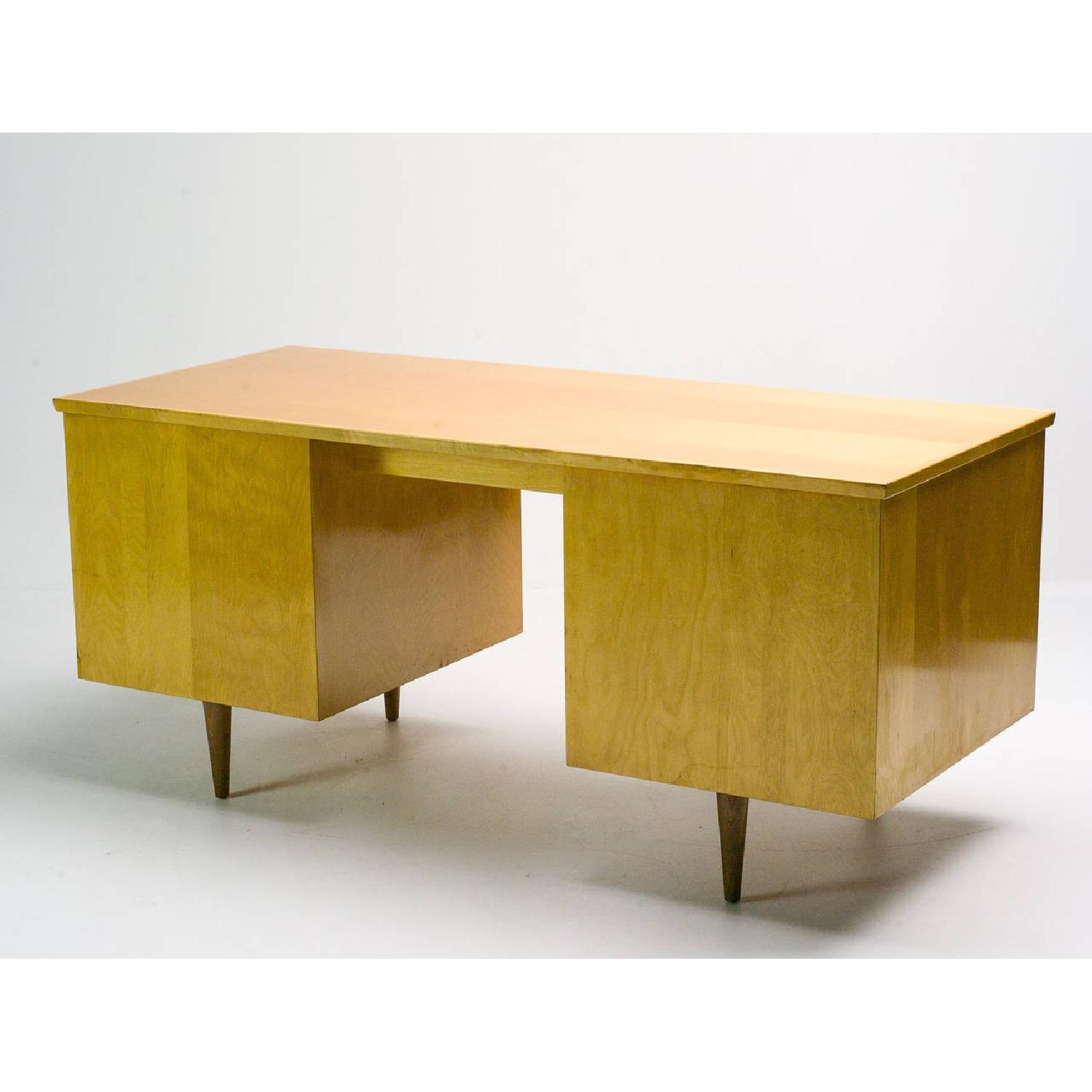 Florence Knoll  Mid Century Modern Birch Wood Desk w/ Crackl - image-2