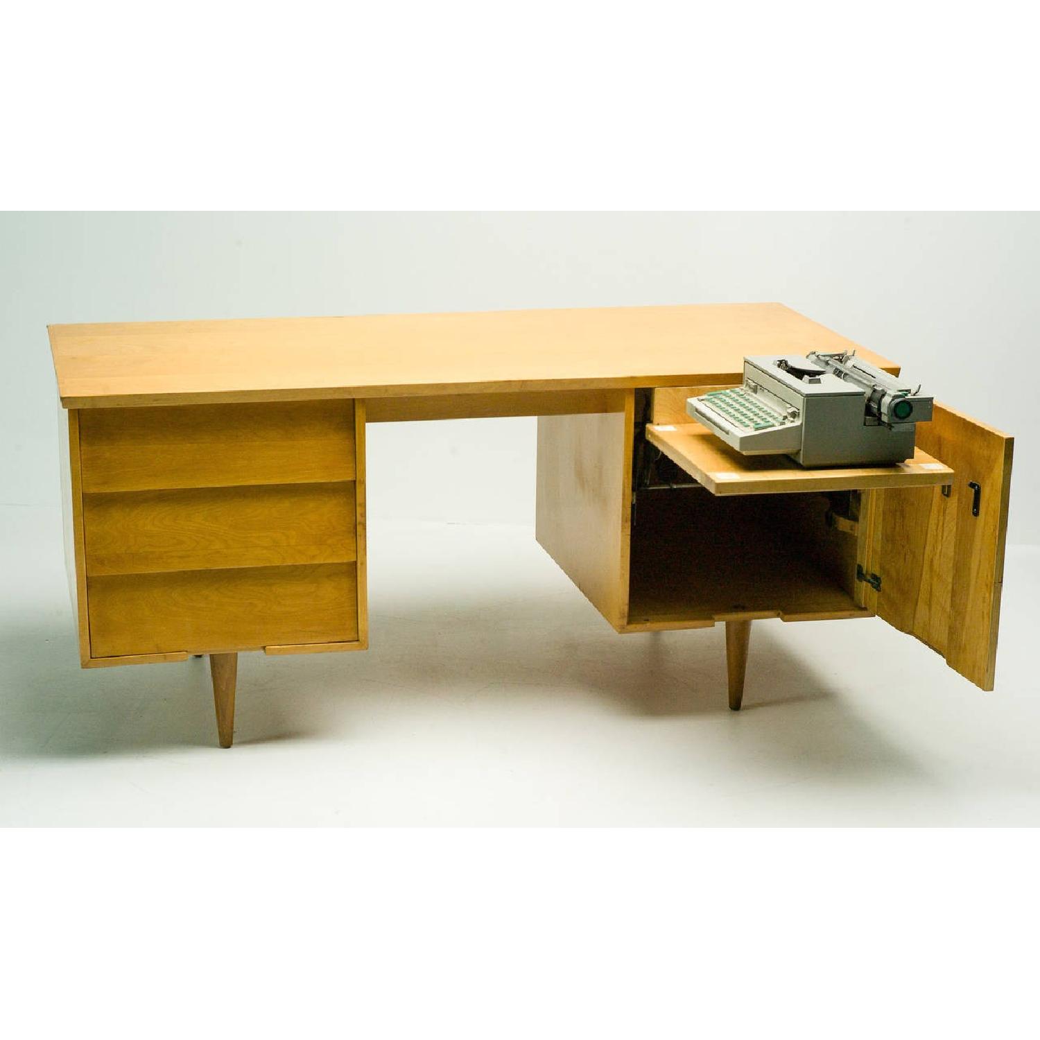 Florence Knoll  Mid Century Modern Birch Wood Desk w/ Crackl - image-3