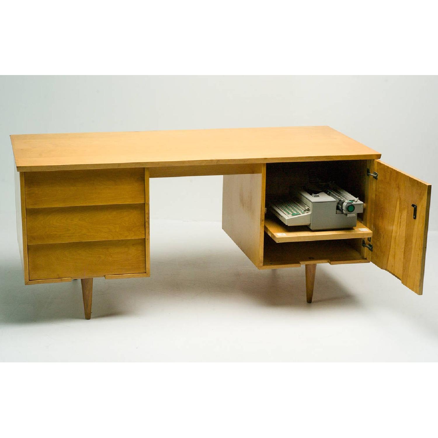 Florence Knoll  Mid Century Modern Birch Wood Desk w/ Crackl - image-4