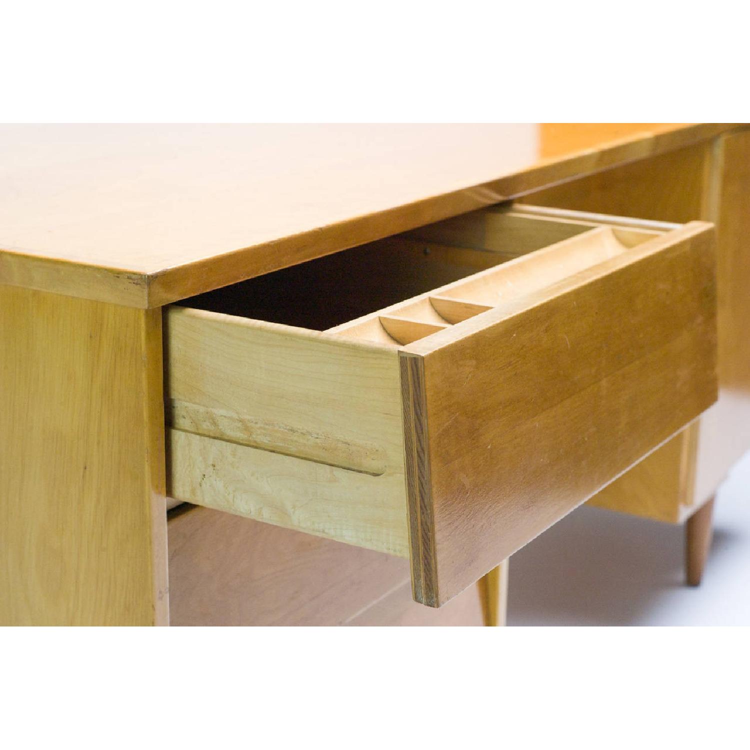 Florence Knoll  Mid Century Modern Birch Wood Desk w/ Crackl - image-5